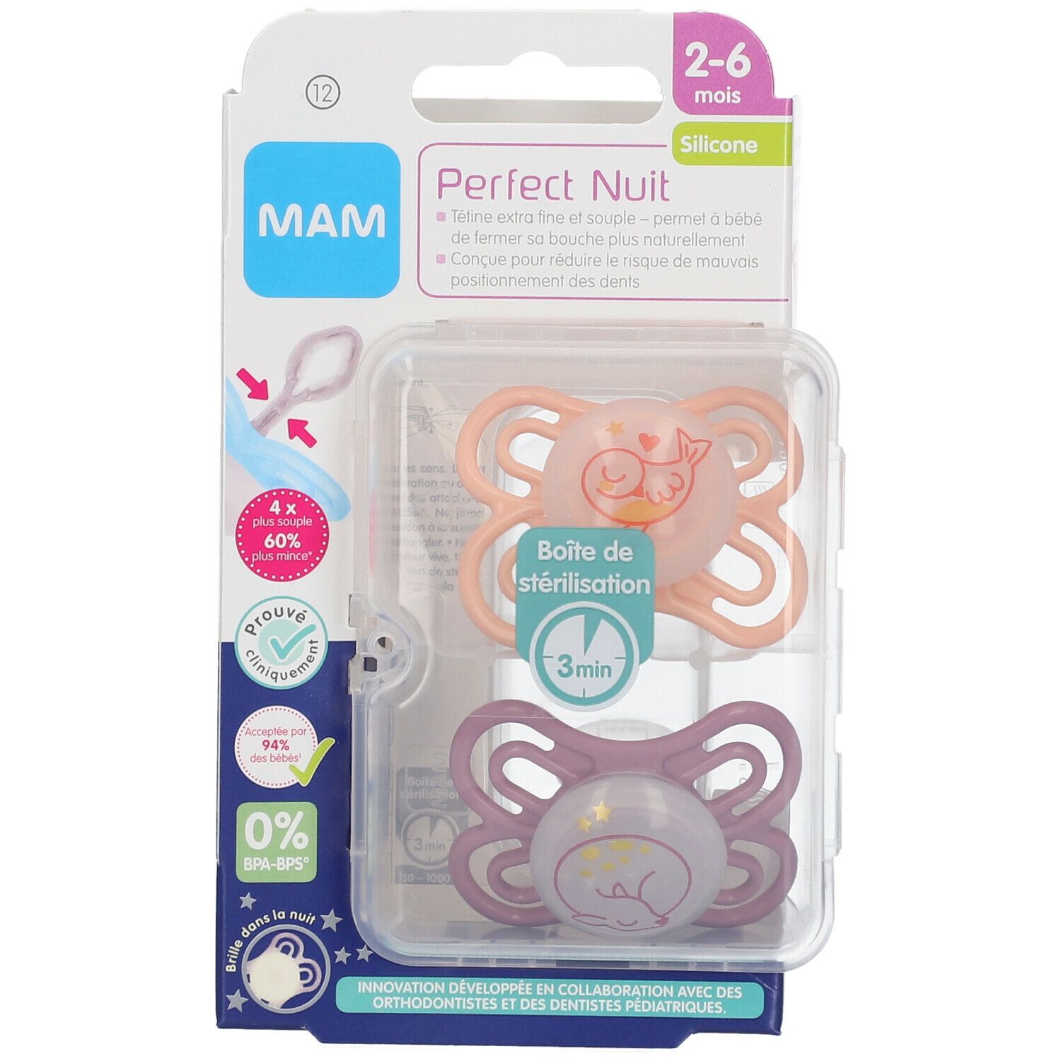 MAM Perfect Nuit 2-6 Monate Kleiner Träumer - Schnuller (Farbe nicht wählbar)