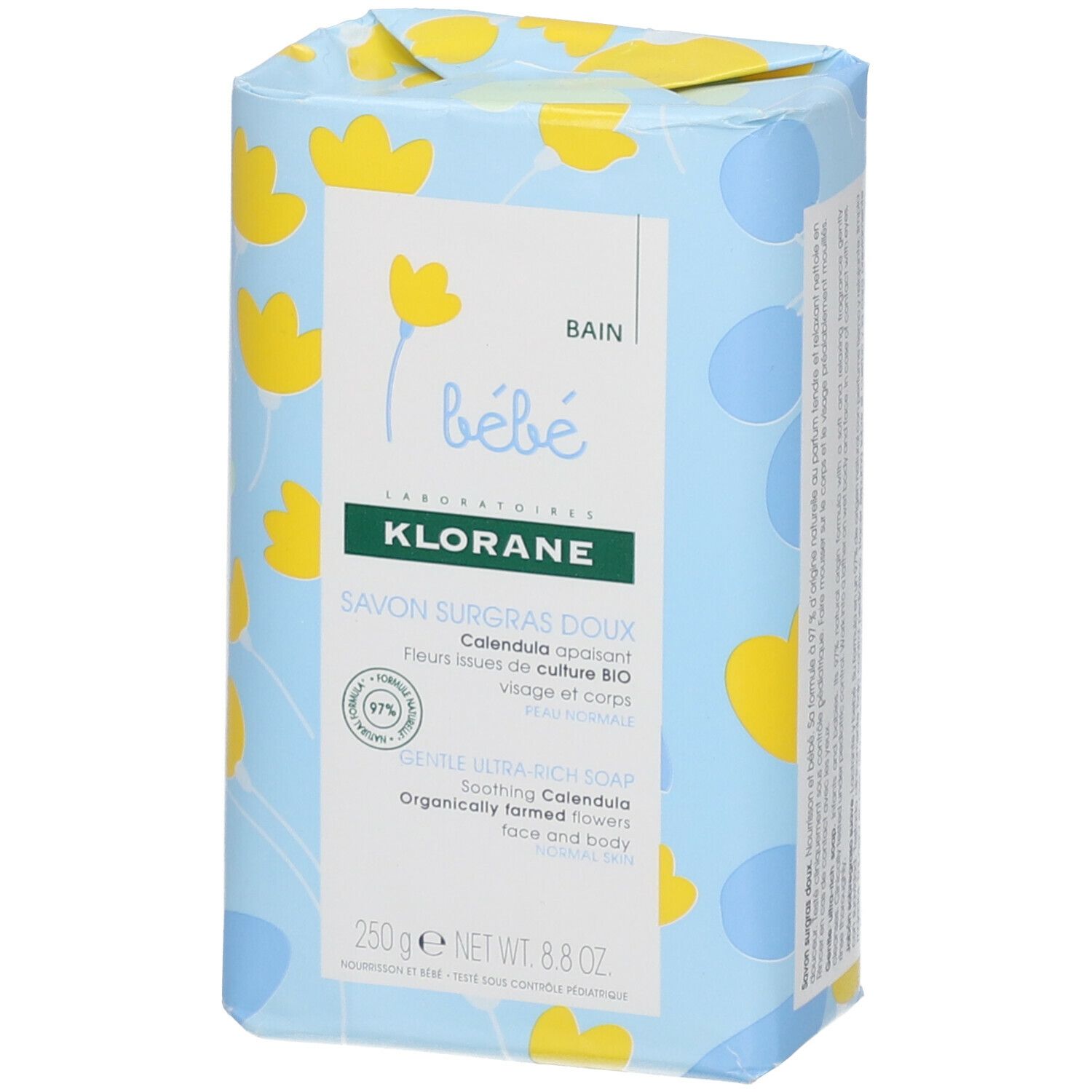 KLORANE Bébé Bain Savon Surgras Doux au Calendula Bio
