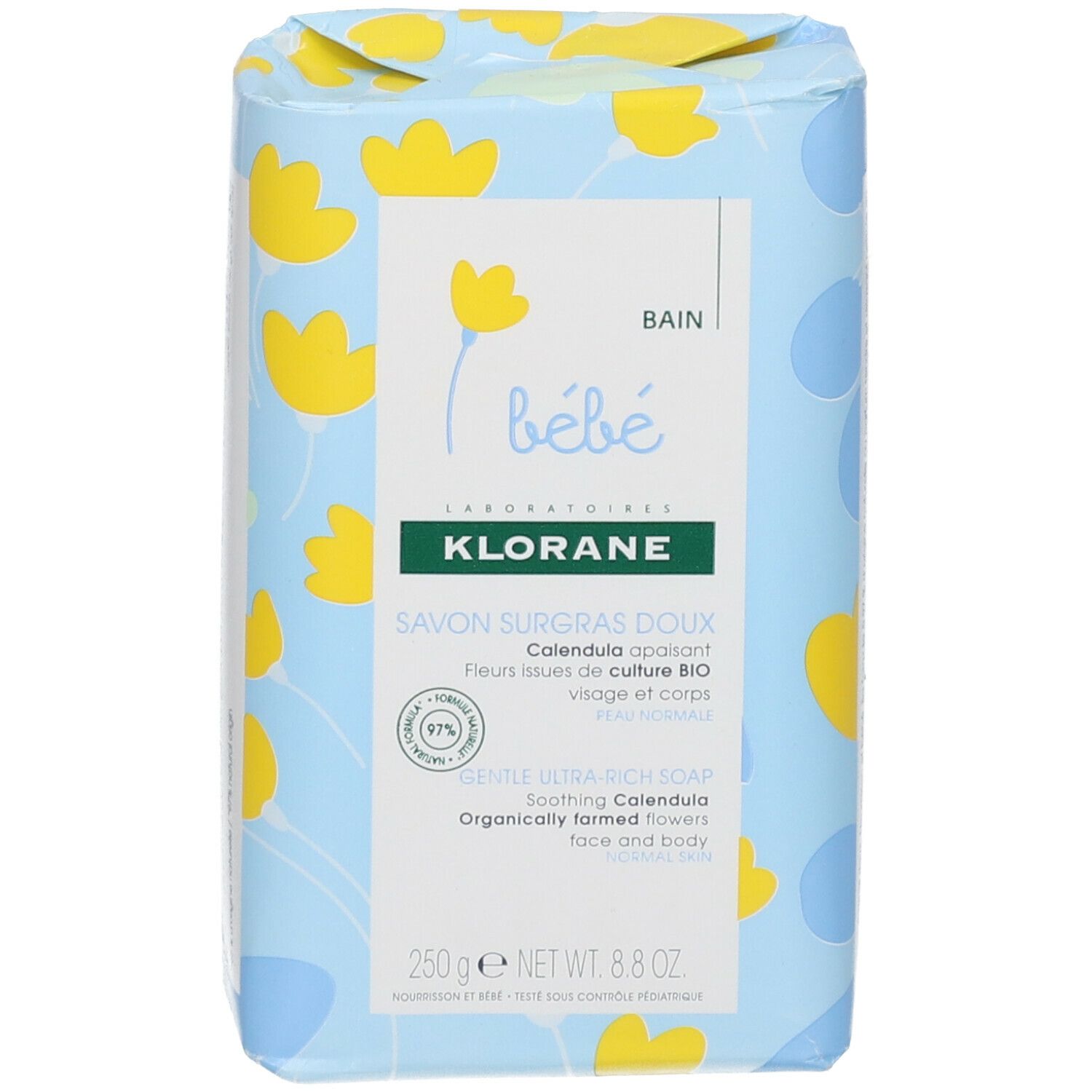 KLORANE Bébé Bain Savon Surgras Doux au Calendula Bio