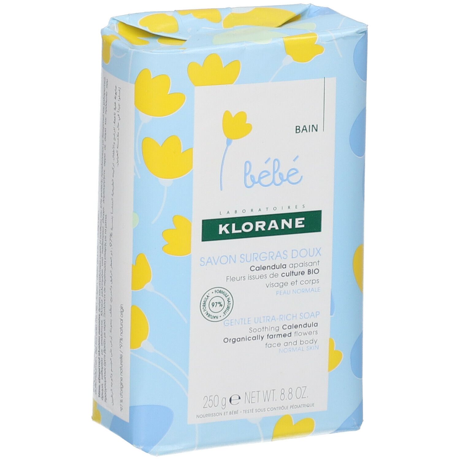KLORANE Bébé Bain Savon Surgras Doux au Calendula Bio
