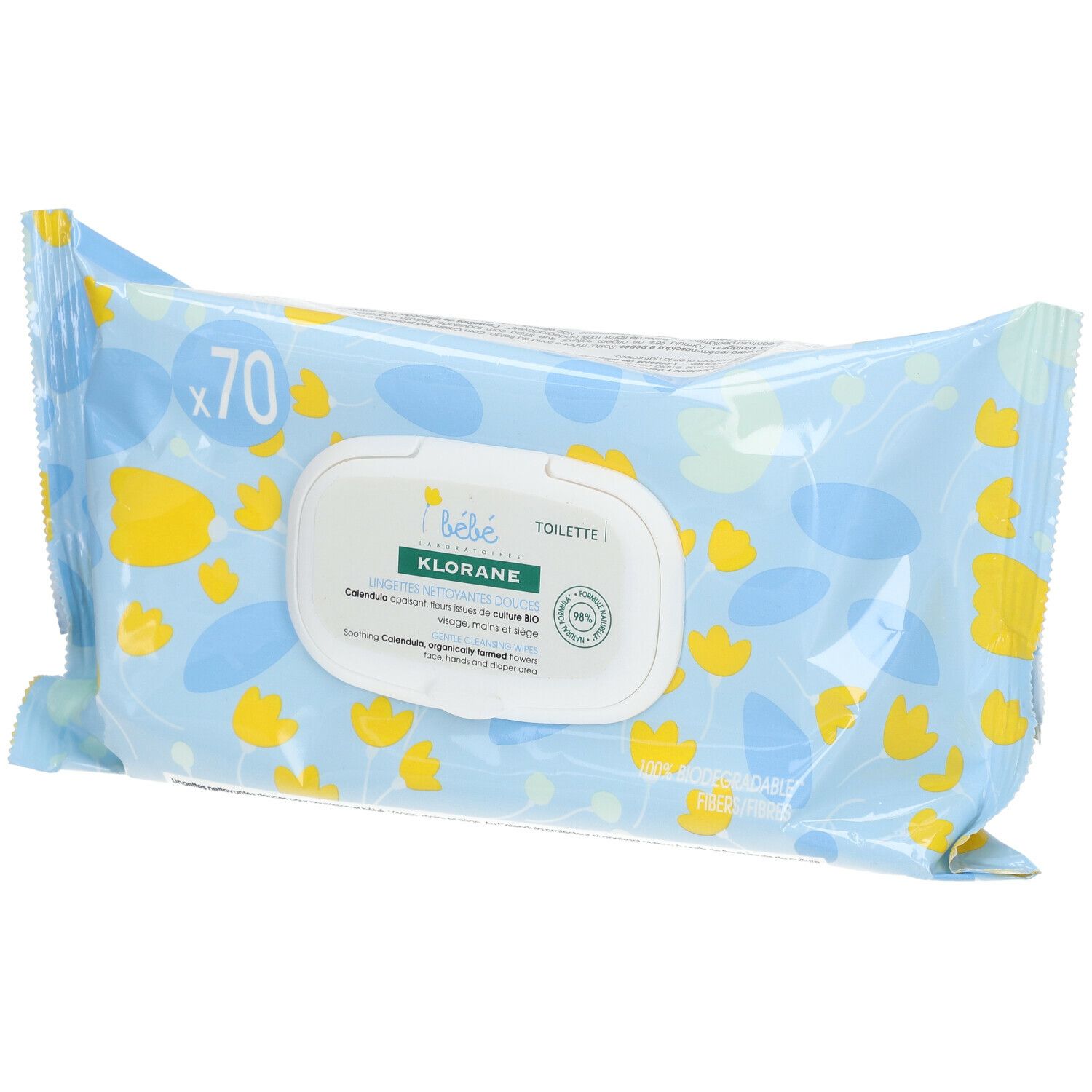 Klorane Bébé Toilette Lingettes Nettoyantes Douces au Calendula Bio