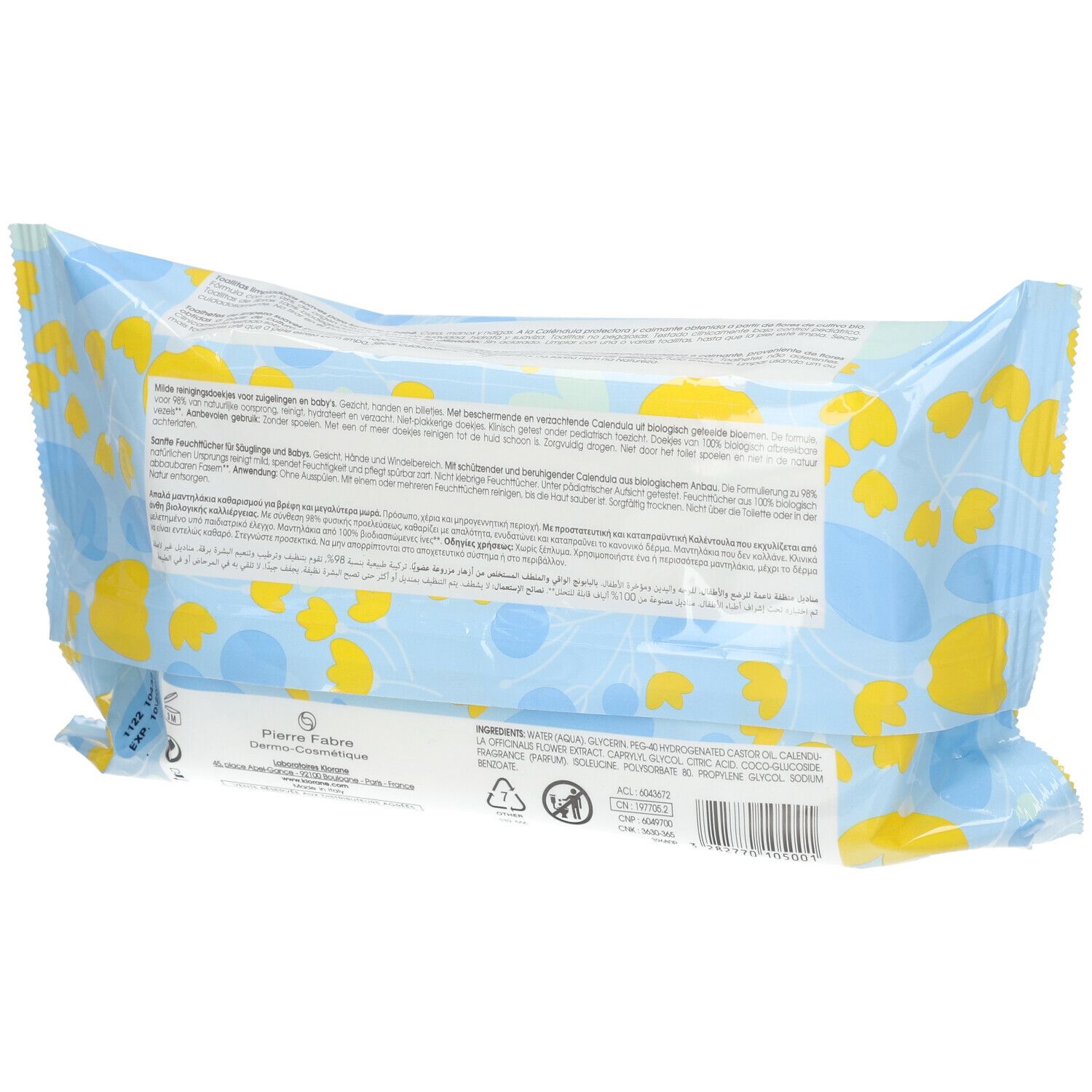 Klorane Bébé Toilette Lingettes Nettoyantes Douces au Calendula Bio