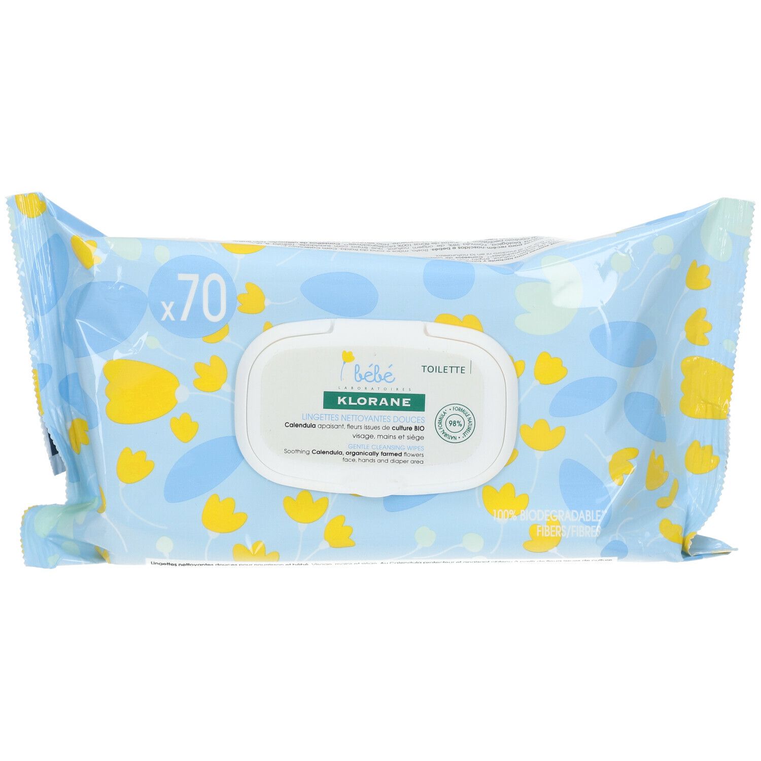 Klorane Bébé Toilette Lingettes Nettoyantes Douces au Calendula Bio