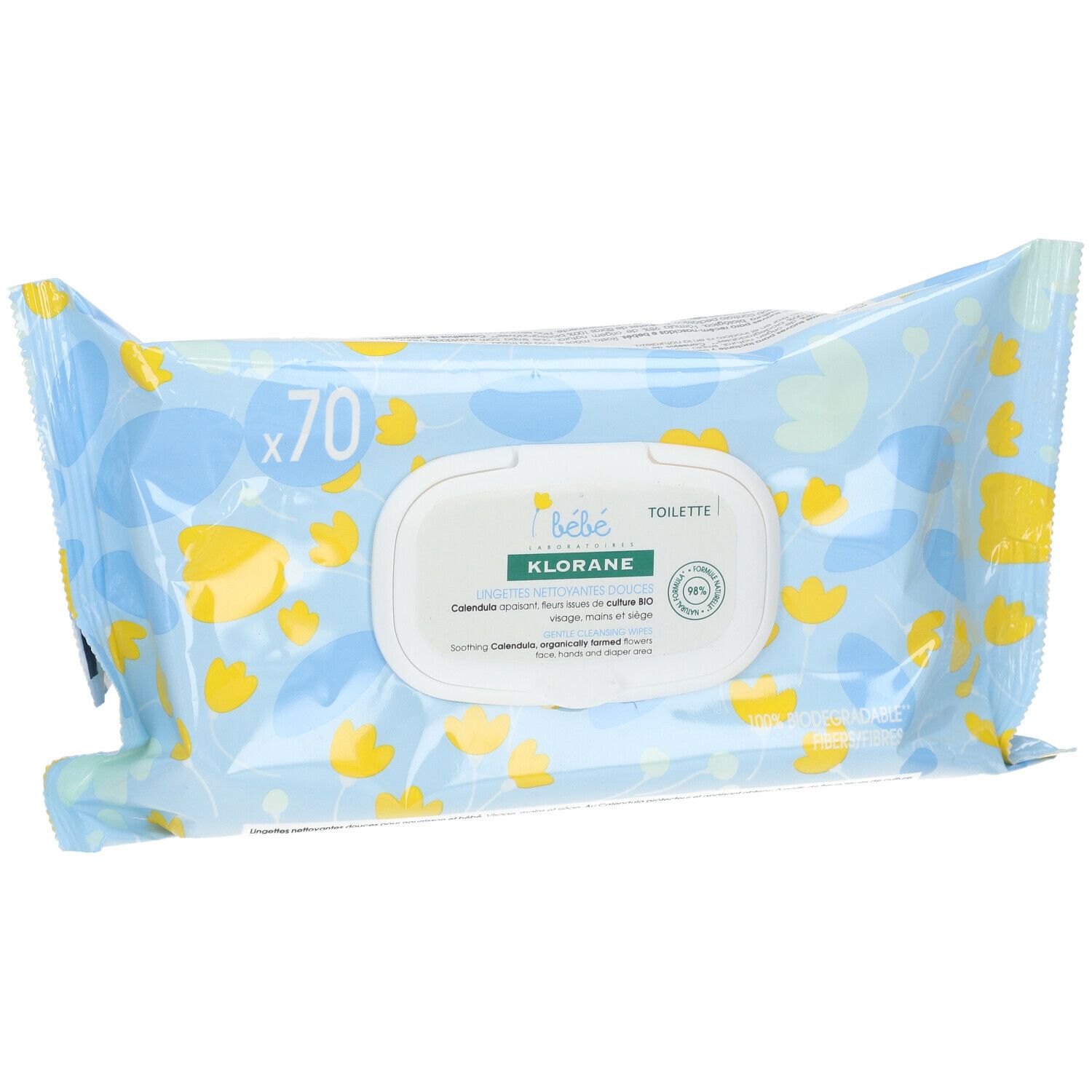 Klorane Bébé Toilette Lingettes Nettoyantes Douces au Calendula Bio