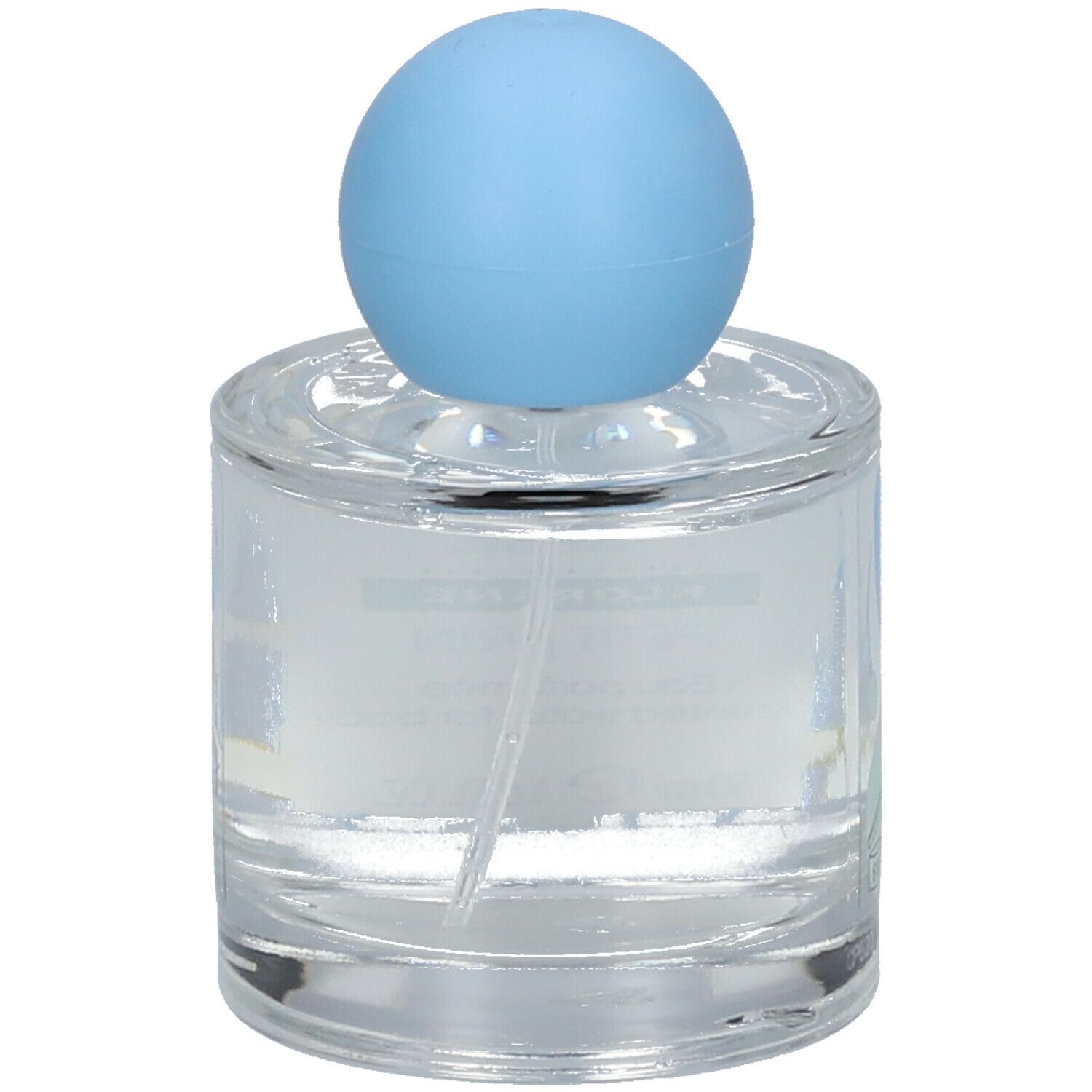 Flacon Klorane Bébé Petit Brin Eau Parfumée, bouchon bleu. Inscriptions.
