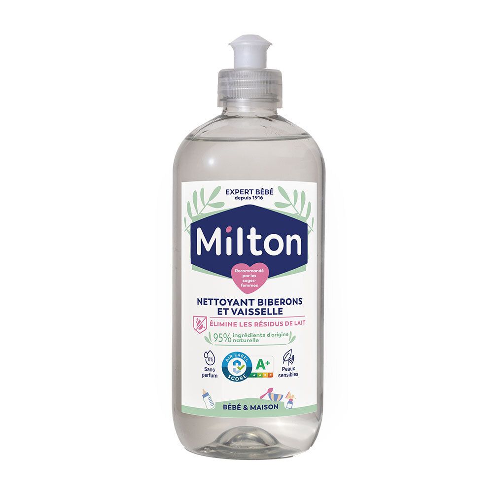 Milton Babyflaschen- und Geschirrspülmittel. Entfernt Milchreste. 95% Inhaltsstoffe natürlichen Ursprungs.