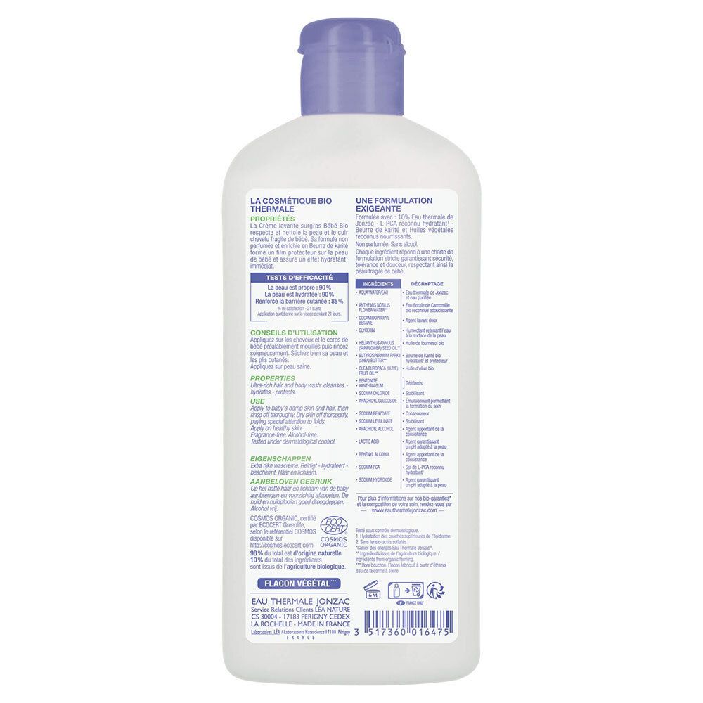 Jonzac Bébé Bio Surgras Waschgel Haare und Körper