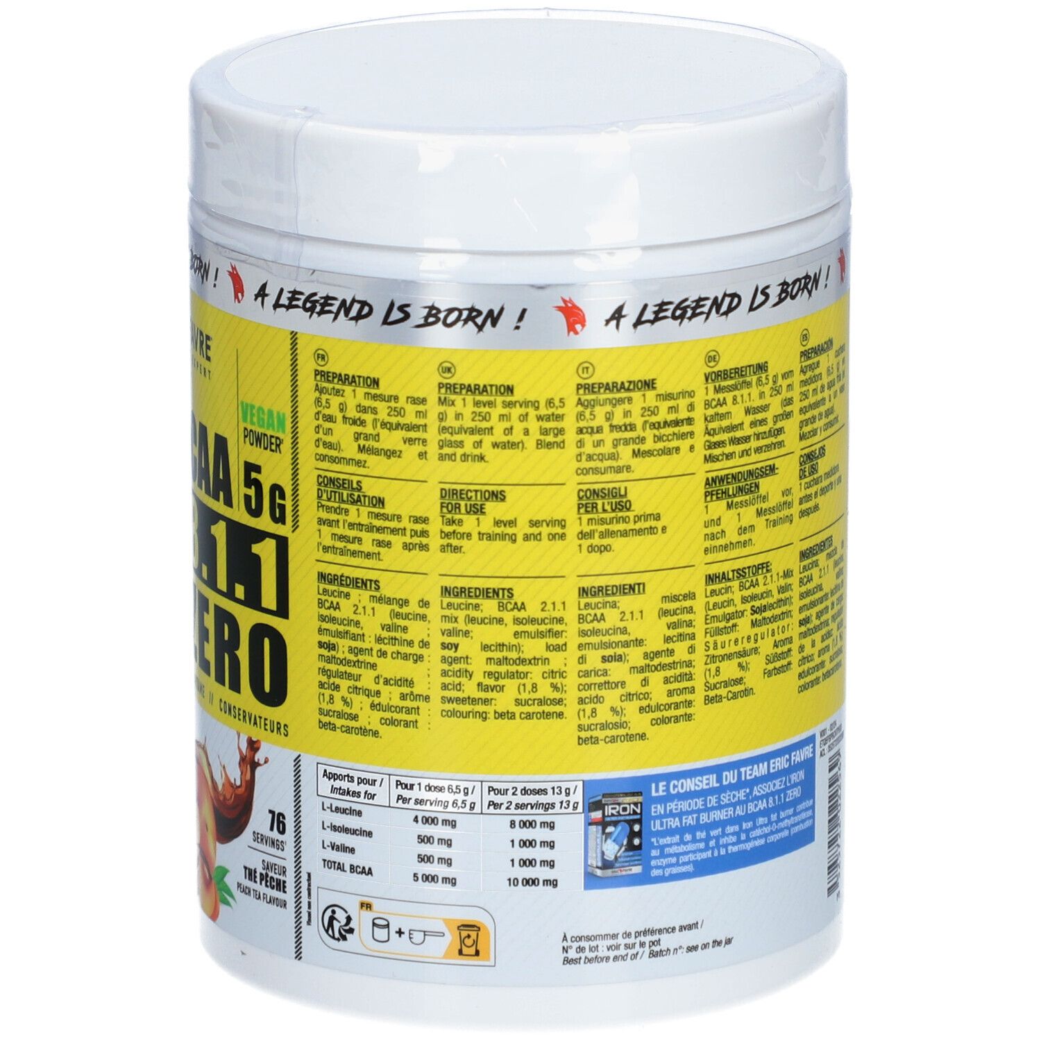 ERIC FAV BCAA 811 VEG Tee Pfirsich