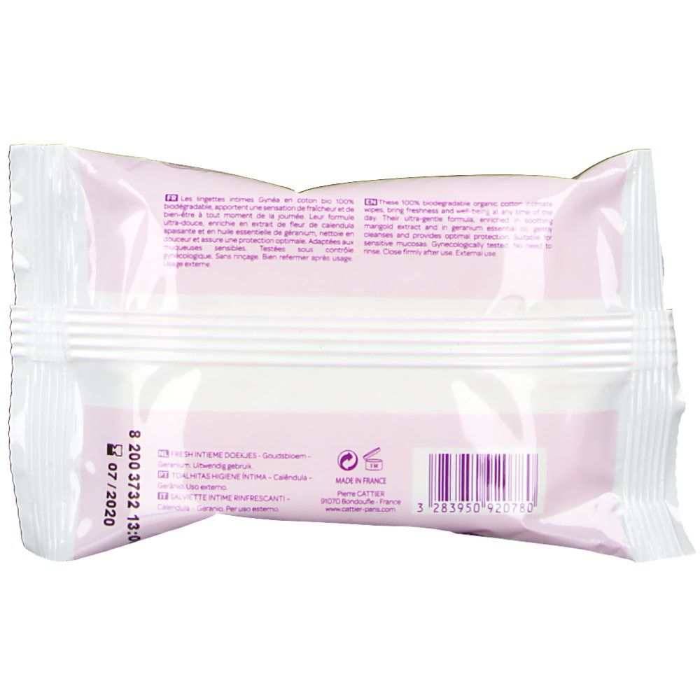 CATTIER GYNEA Lingettes fraîcheur toilette intime