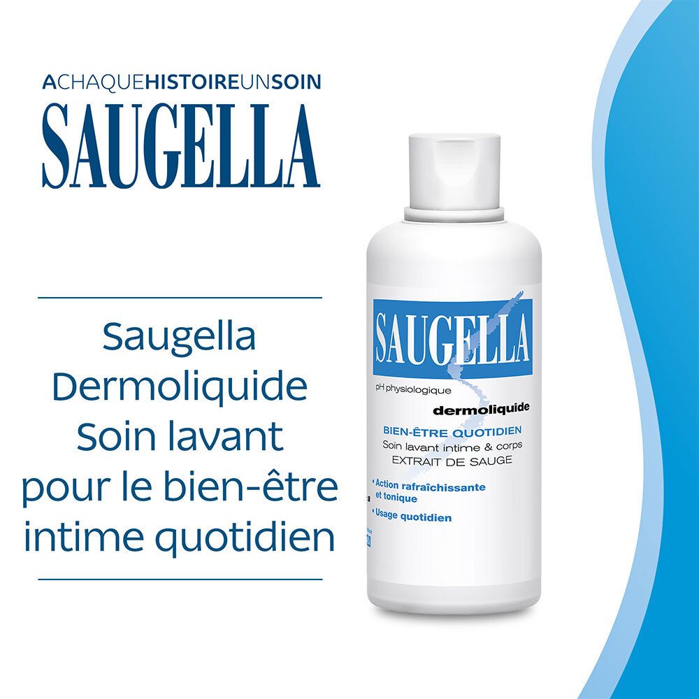 Saugella - Dermoliquide - Soin lavant pour l’hygiène intime quotidienne des femmes adultes - à base d’extrait de Sauge - Assure le bien-être intime quotidien - Flacon 500 ml