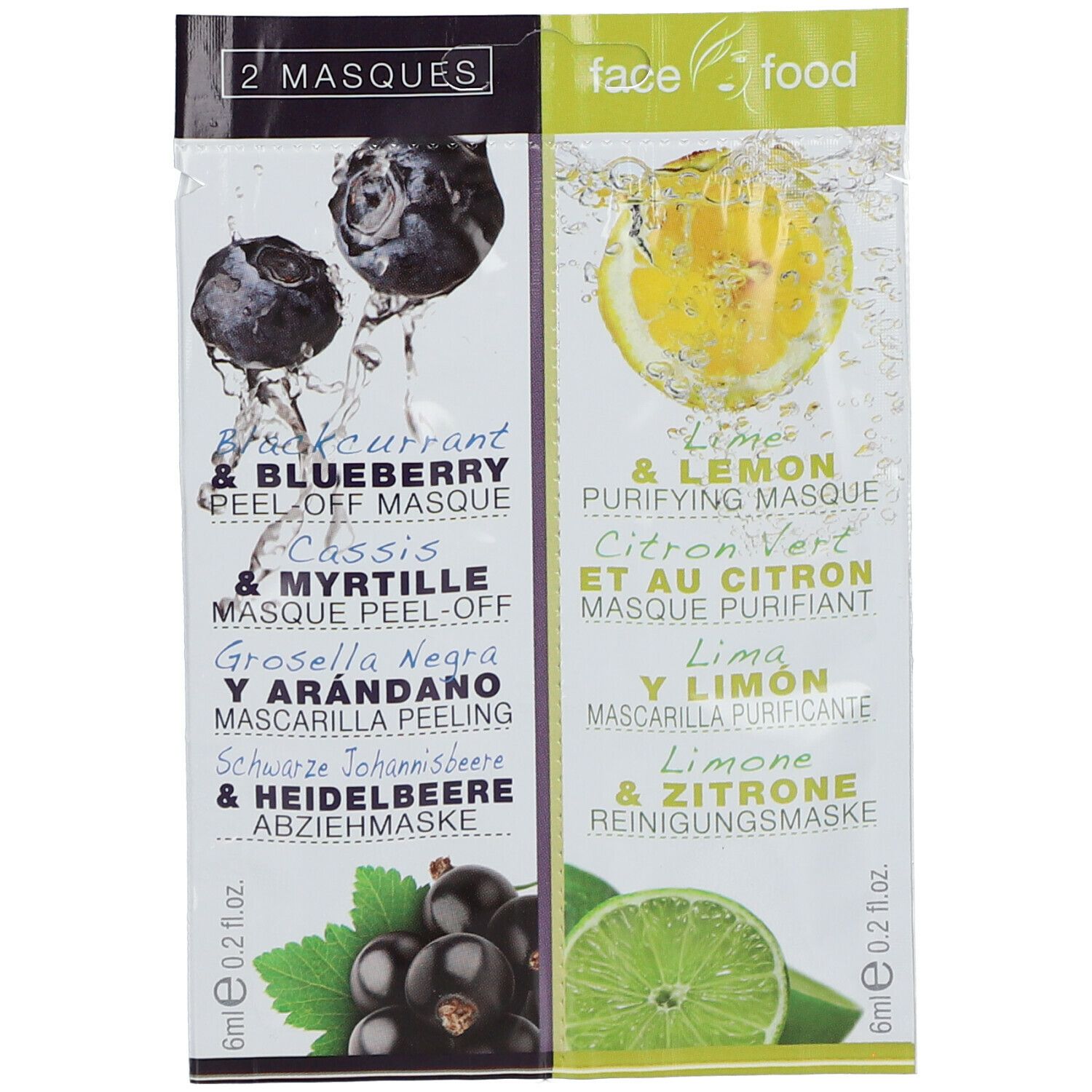 Face Food Peel-off-Maske Heidelbeere und Reinigungsmaske Limette: Produktbild