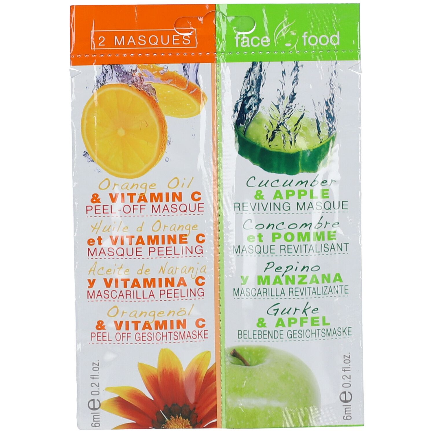 Face Food Peeling-Maske Orangenöl und Revitalisierende Maske Gurke