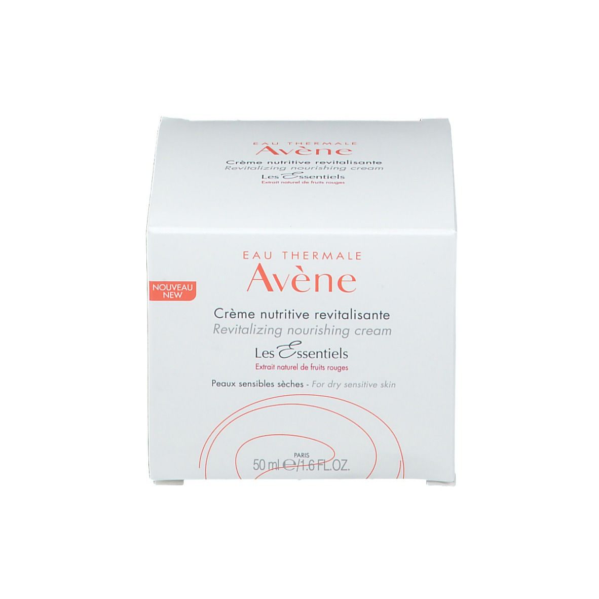 Weiße Schachtel mit Aufschrift: Eau Thermale Avène, Crème nutritive revitalisante. Für trockene, empfindliche Haut. Neu.