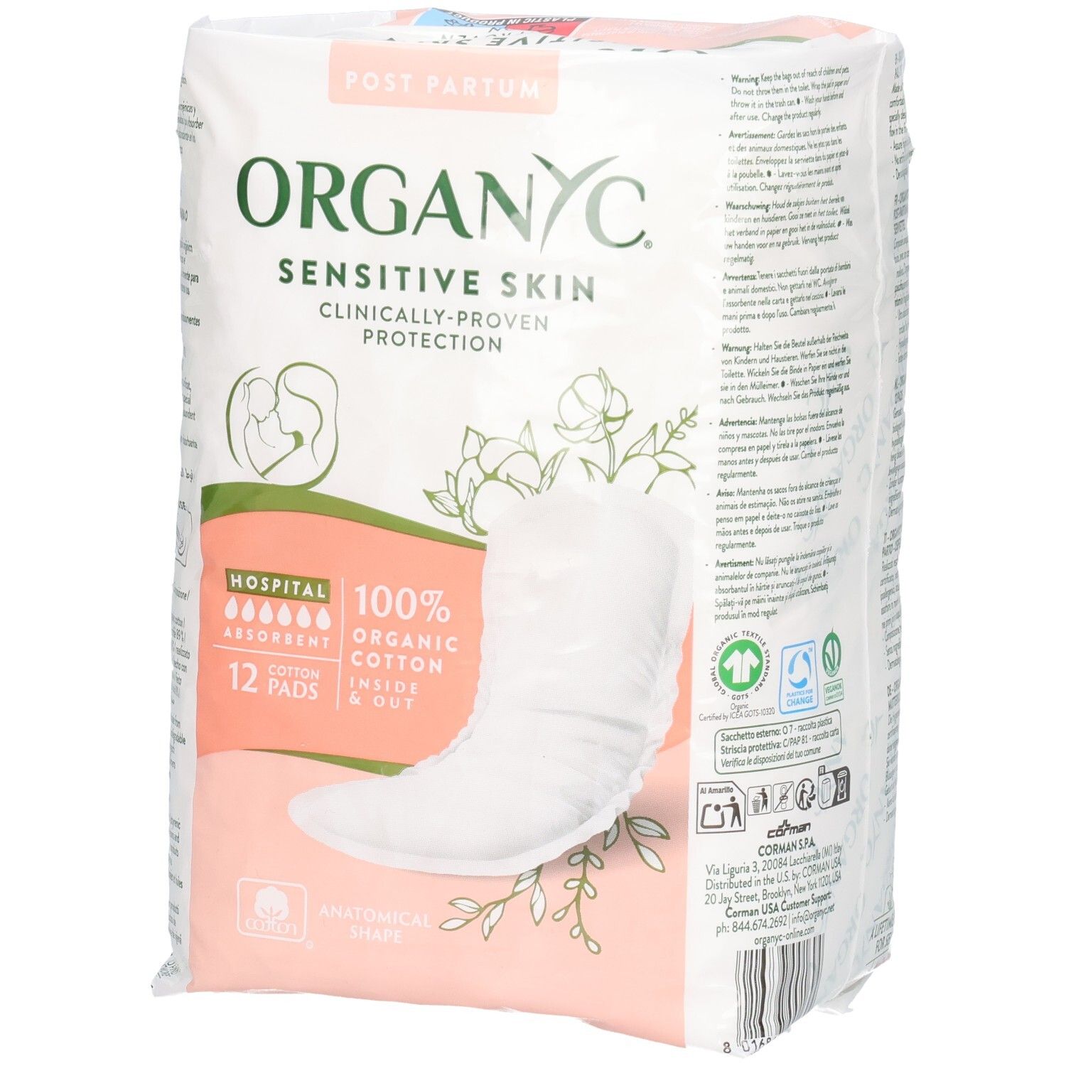 Organyc Sensitive Skin Einlagen, 12 Stück. Klinisch geprüfter Schutz, 100% Bio-Baumwolle.