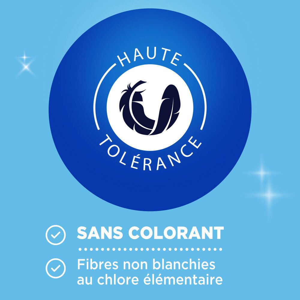 Sceau Vania Maxi: Haute tolérance, sans colorant, fibres non blanchies au chlore.