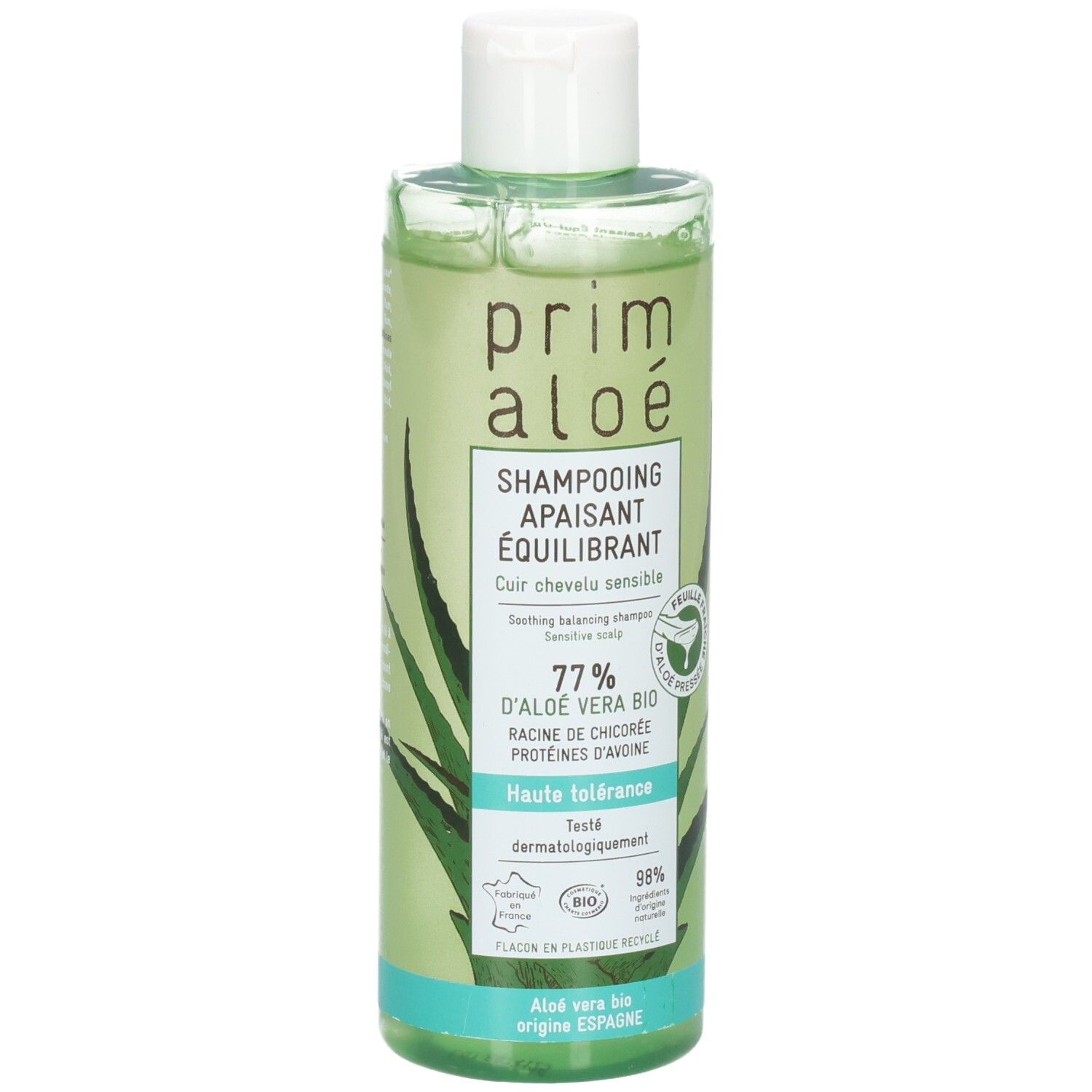 Prim Aloe Shampoo: beruhigendes und ausgleichendes Shampoo für empfindliches Haar, 77% Bio-Aloe Vera.