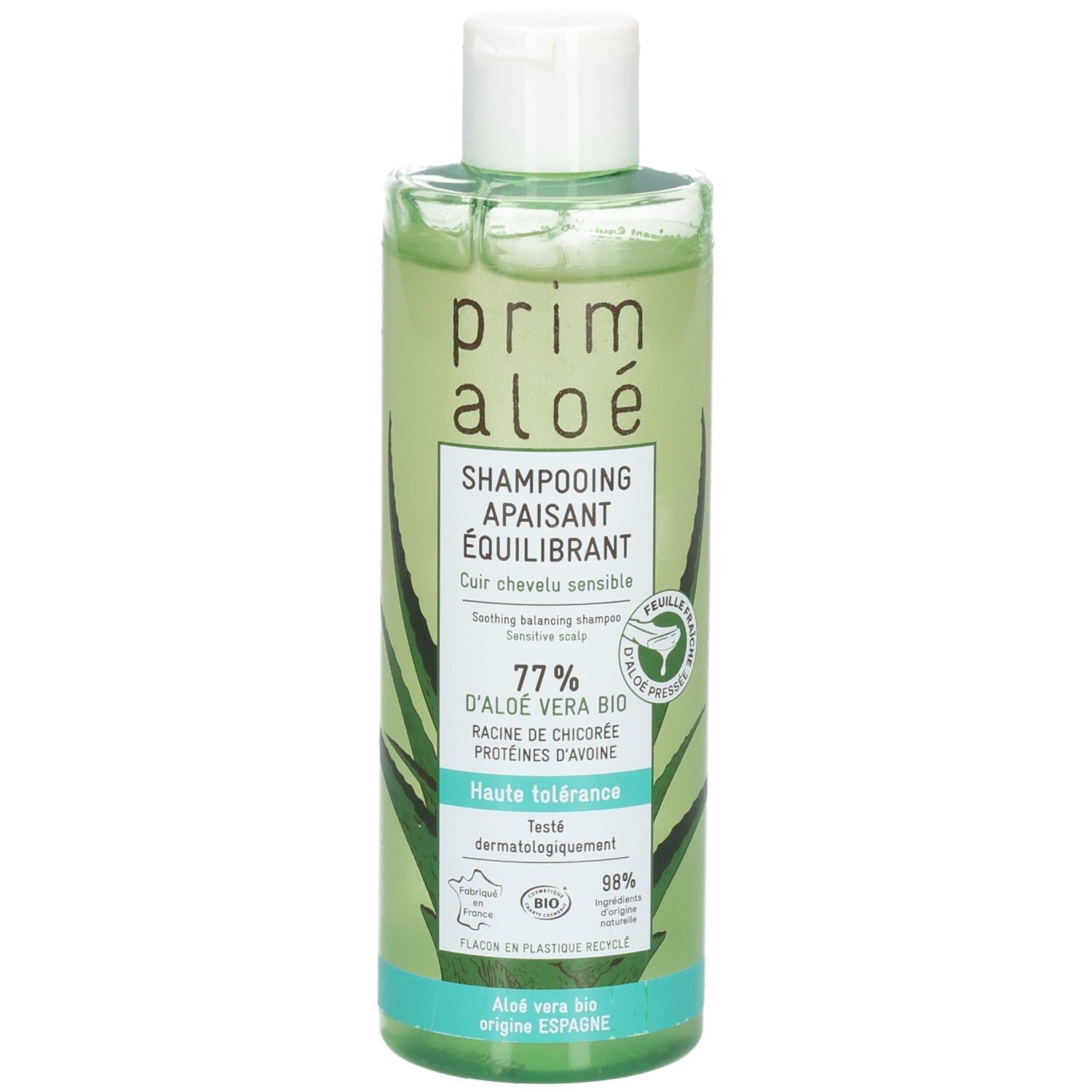 Prim Aloe Shampoo: beruhigendes und ausgleichendes Shampoo für empfindliches Haar, 77% Bio-Aloe Vera.