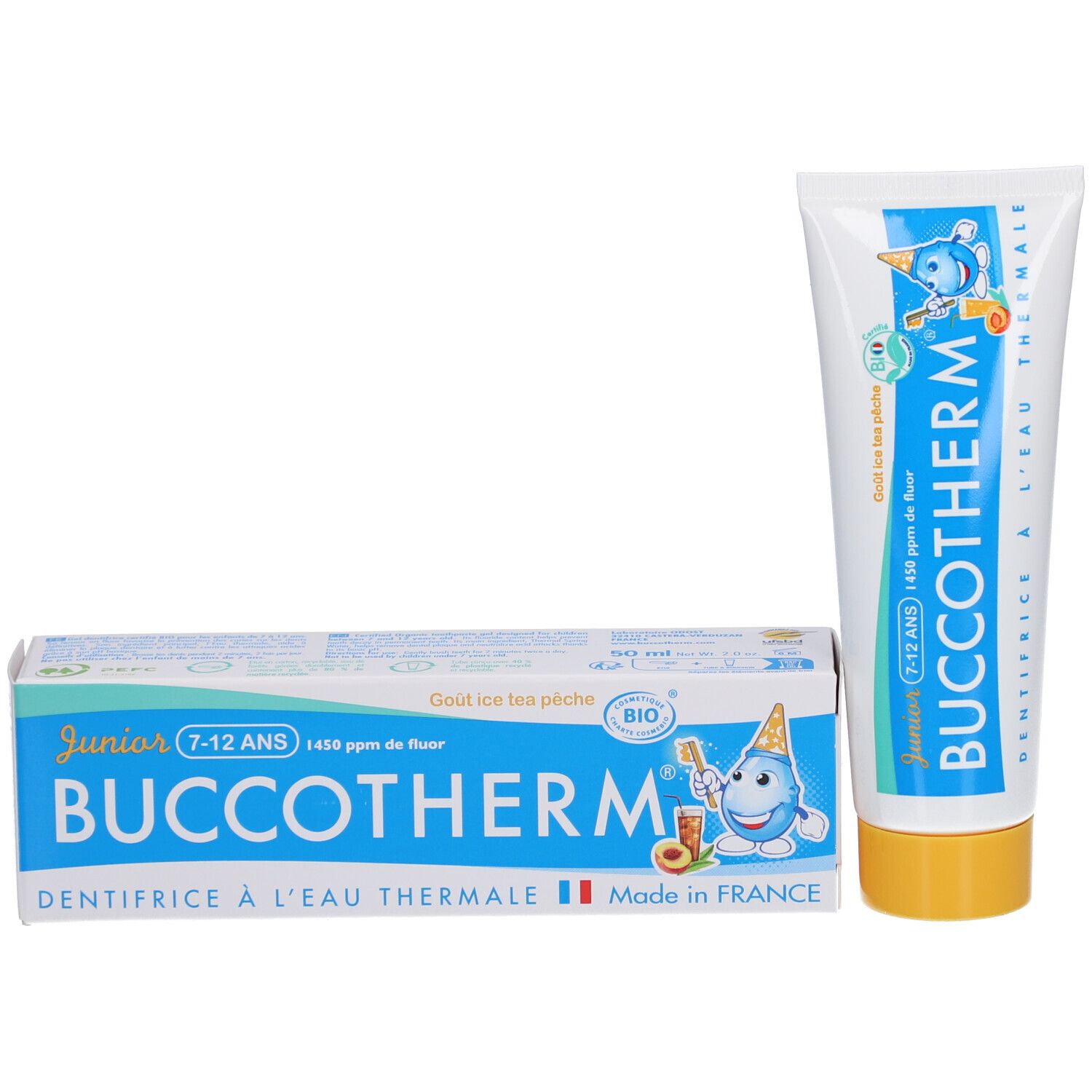 Buccotherm Zahnpasta mit Thermalwasser Ice Tea Pfirsich Junior 7-12 Jahre