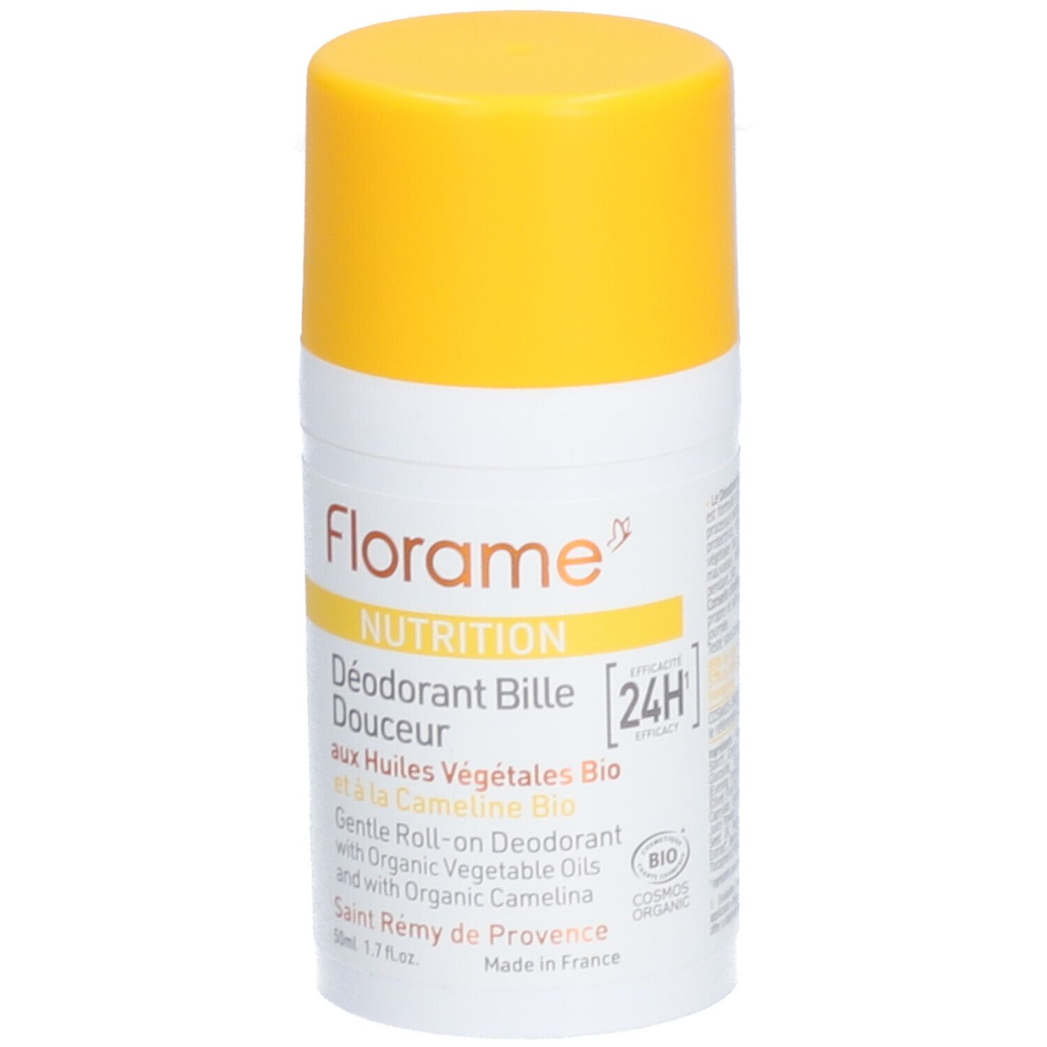 Florame Nutrition Deodorant Bille Douceur Roll-on mit Bio-Pflanzenölen und Bio-Camelina. 50ml.