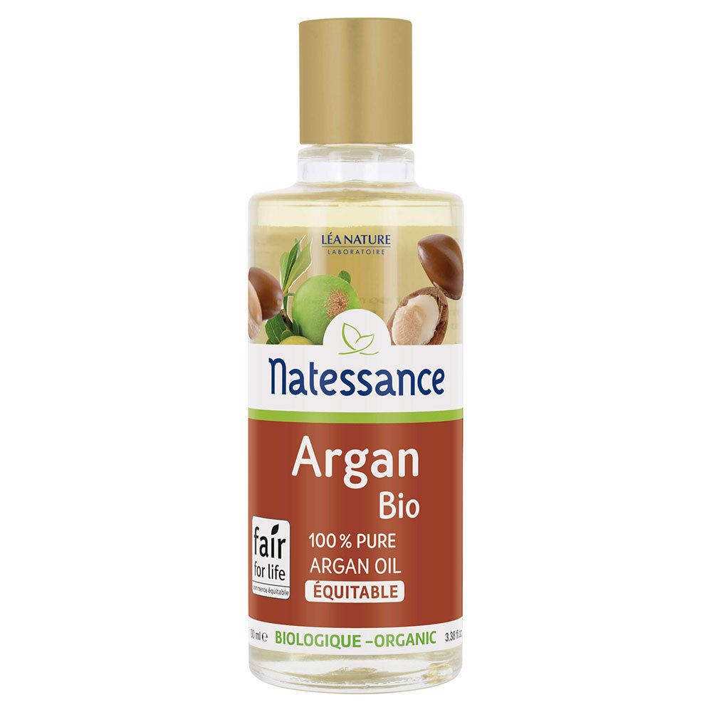 Natessance Huile d’Argan Bio 100 % Pure Pressée à Froid Visage Corps Cheveux