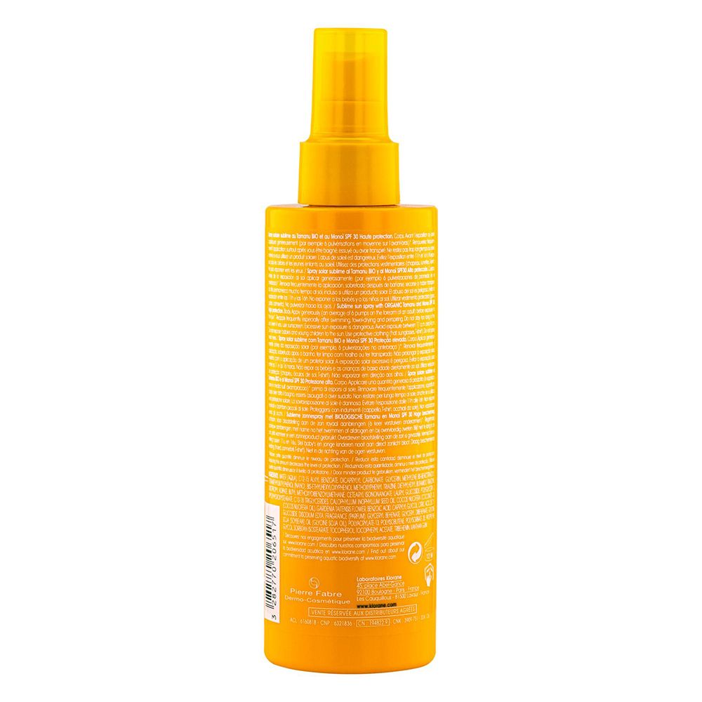 KLORANE Spray Solaire Sublime au Monoï et Tamanu BIO SPF30 Corps