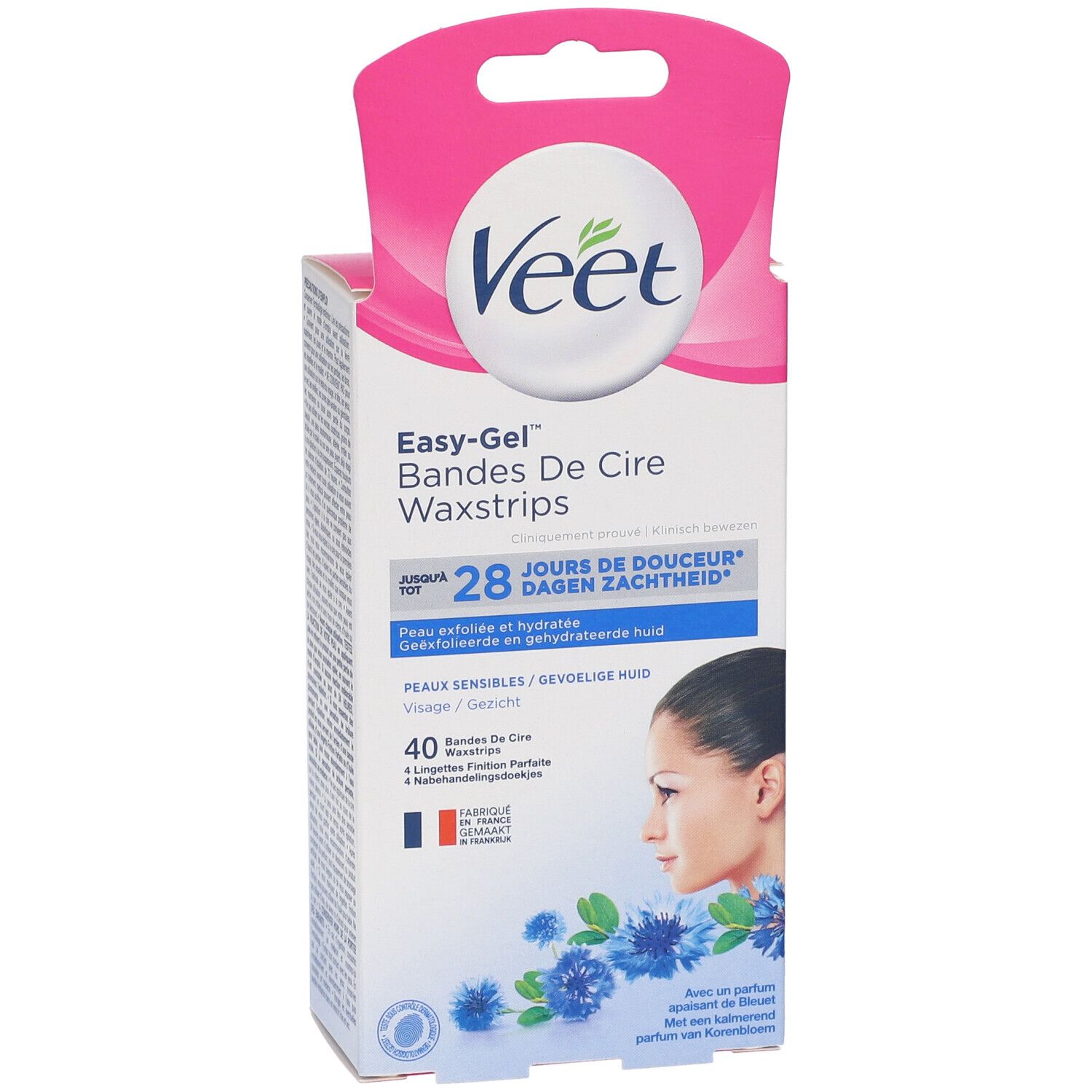 Veet® Easy-Gel™ Bandes de Cire Visage Peau Sensible