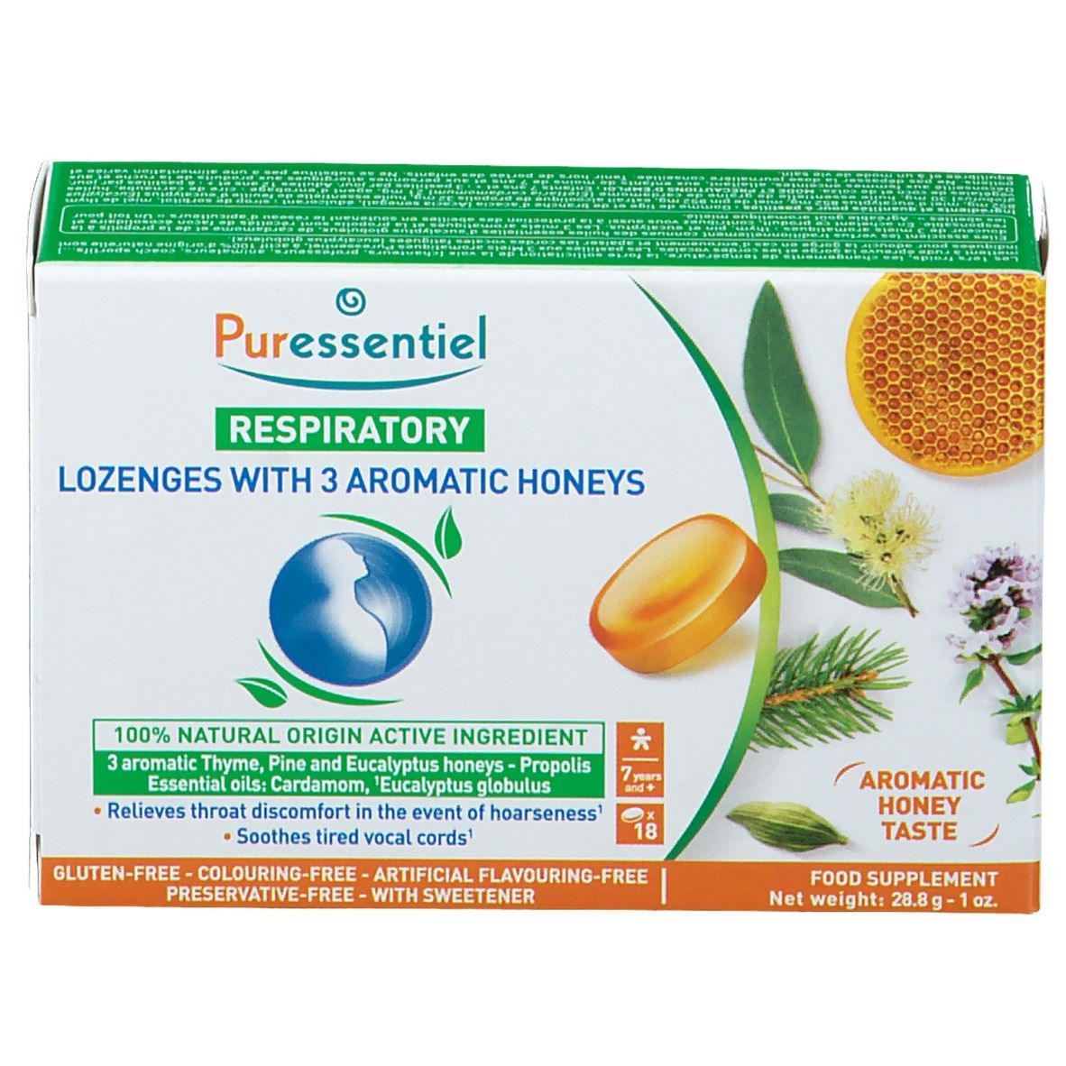 PURESSENTIEL RESPIRATOIRE Pastilles Respiratoire aux 3 miels aromatiques - 18 pastilles