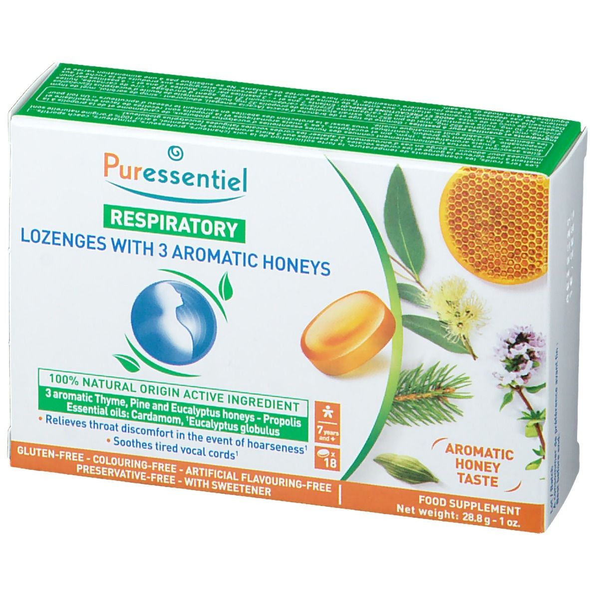 PURESSENTIEL RESPIRATOIRE Pastilles Respiratoire aux 3 miels aromatiques - 18 pastilles
