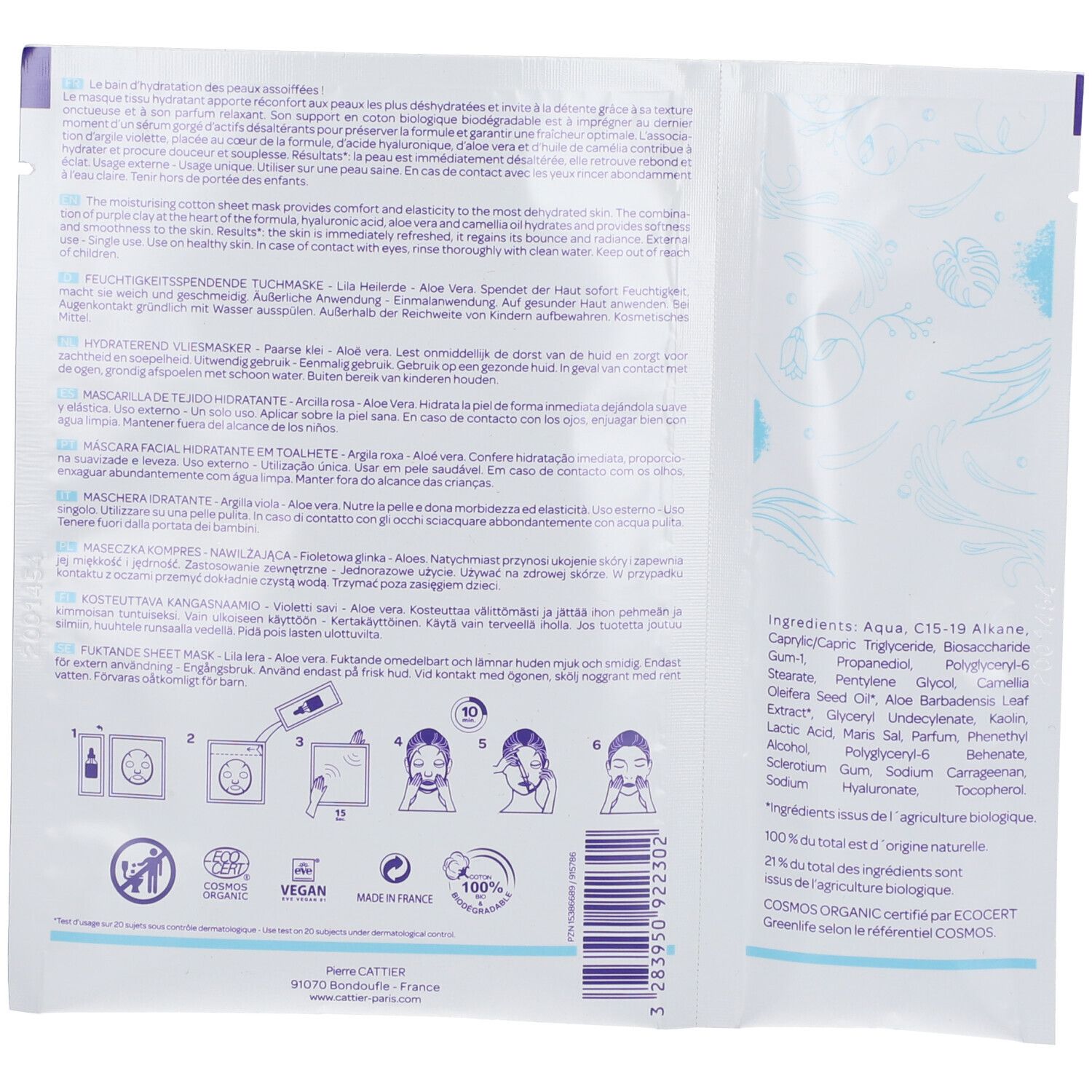 CATTIER Masque Tissu Hydratant