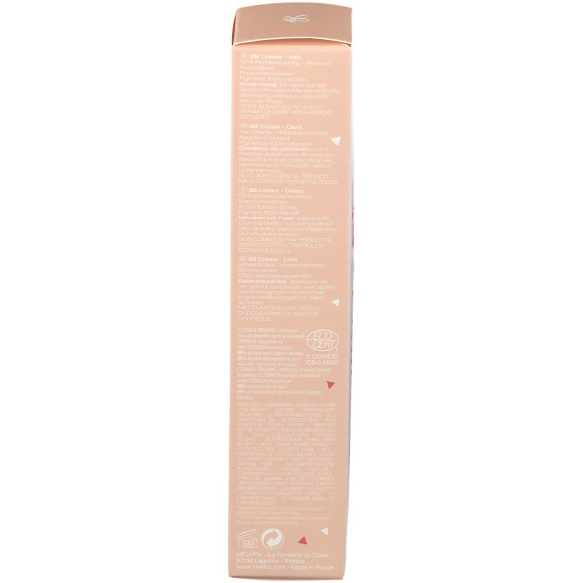 Melvita BB Crème Certifiée Bio Nectar de Roses Claire