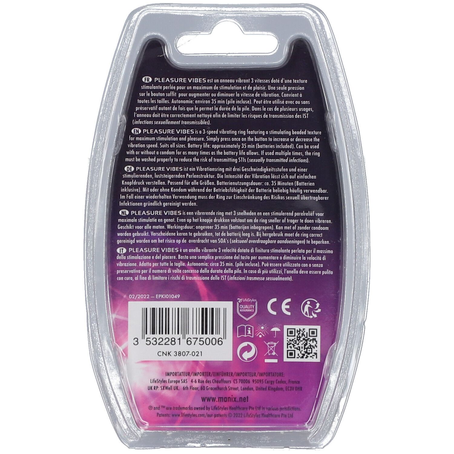 MANIX® Pleasure Vibes Vibrierender Ring mit 3 Geschwindigkeiten