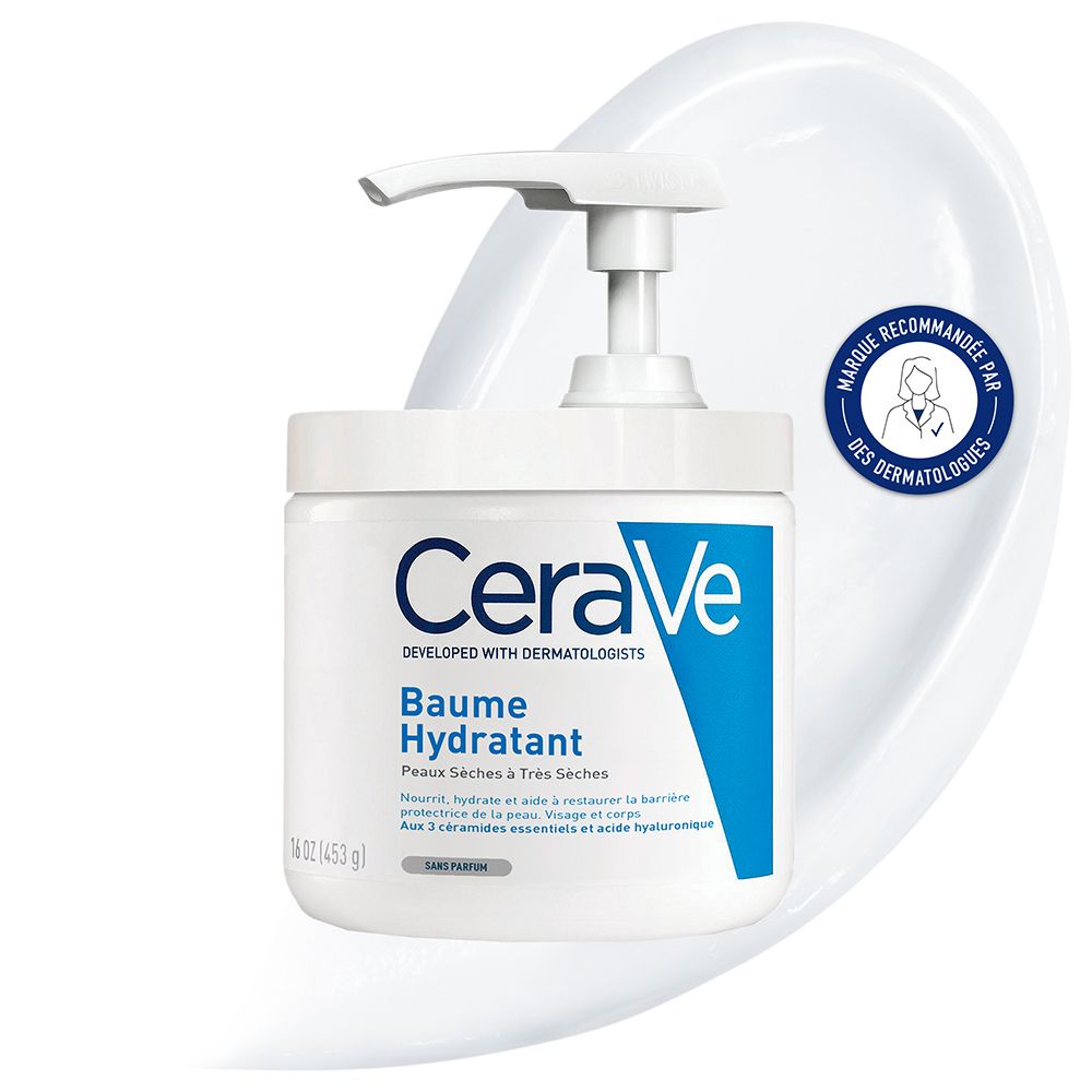 Baume Hydratant 454 ml pot pompe visage et corps pour les peaux sèches à très sèches