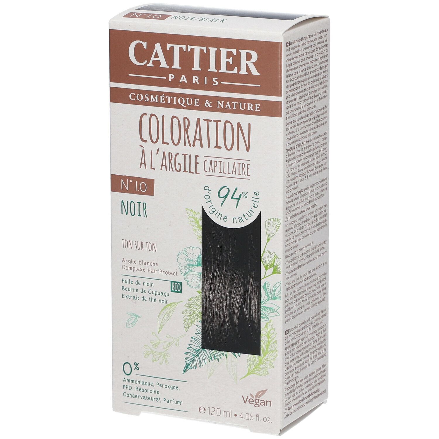 CATTIER Coloration capillaire à l'argile 1.0 noir
