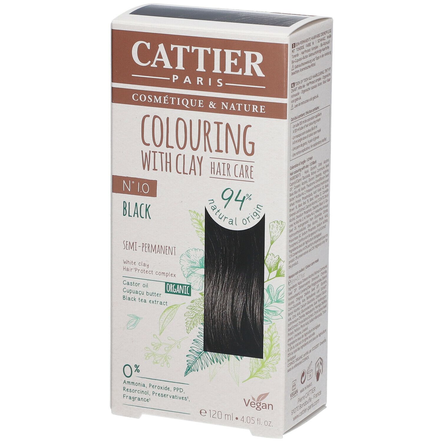 CATTIER Coloration capillaire à l'argile 1.0 noir