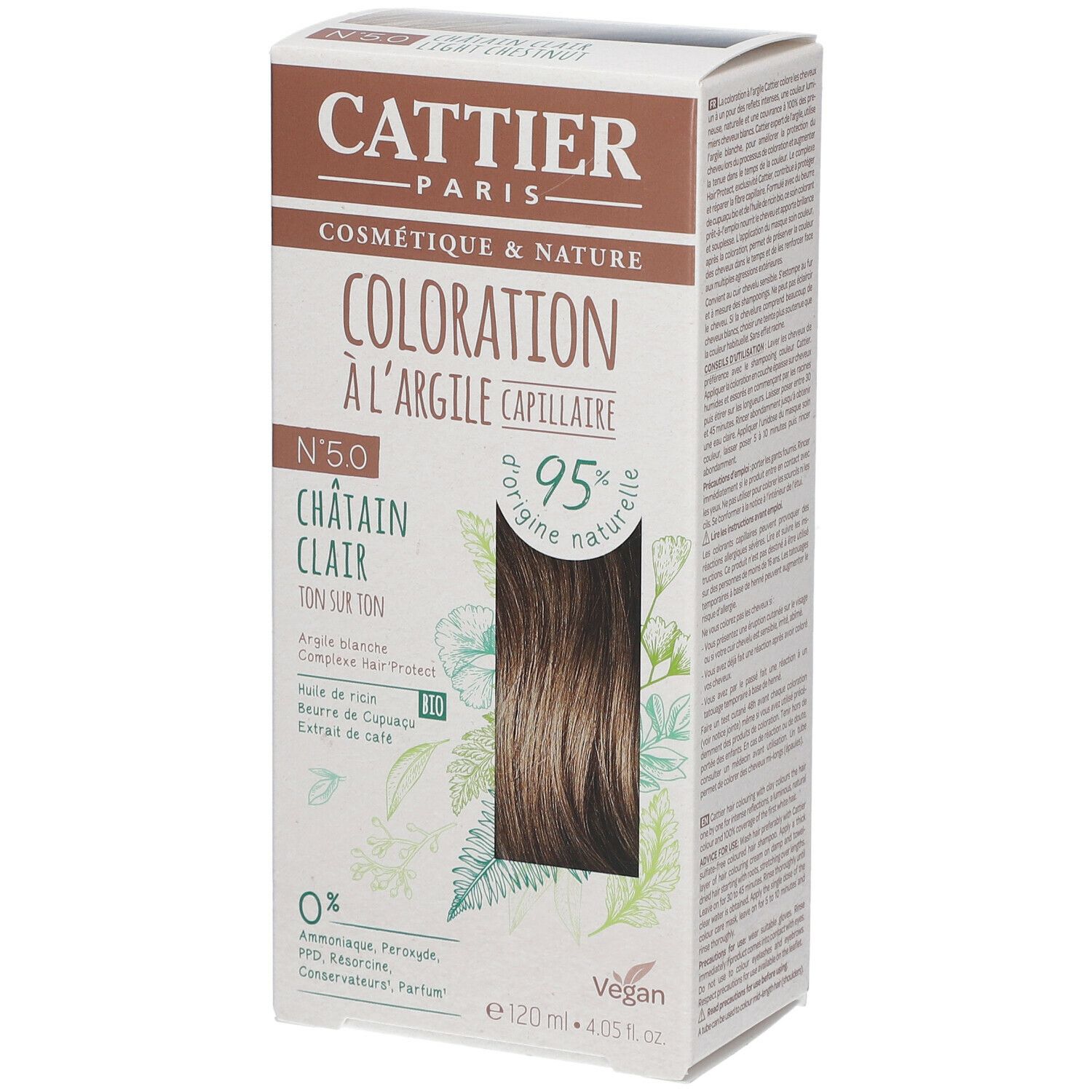 CATTIER Coloration capillaire à l'argile 5.0 châtain clair