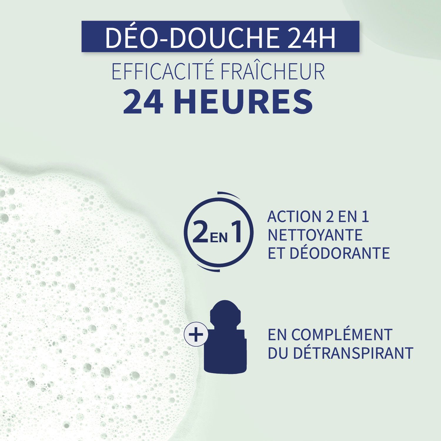 Duschgel 24h. 2-in-1-Wirkung: reinigend und desodorierend. Ergänzung zum Deodorant.
