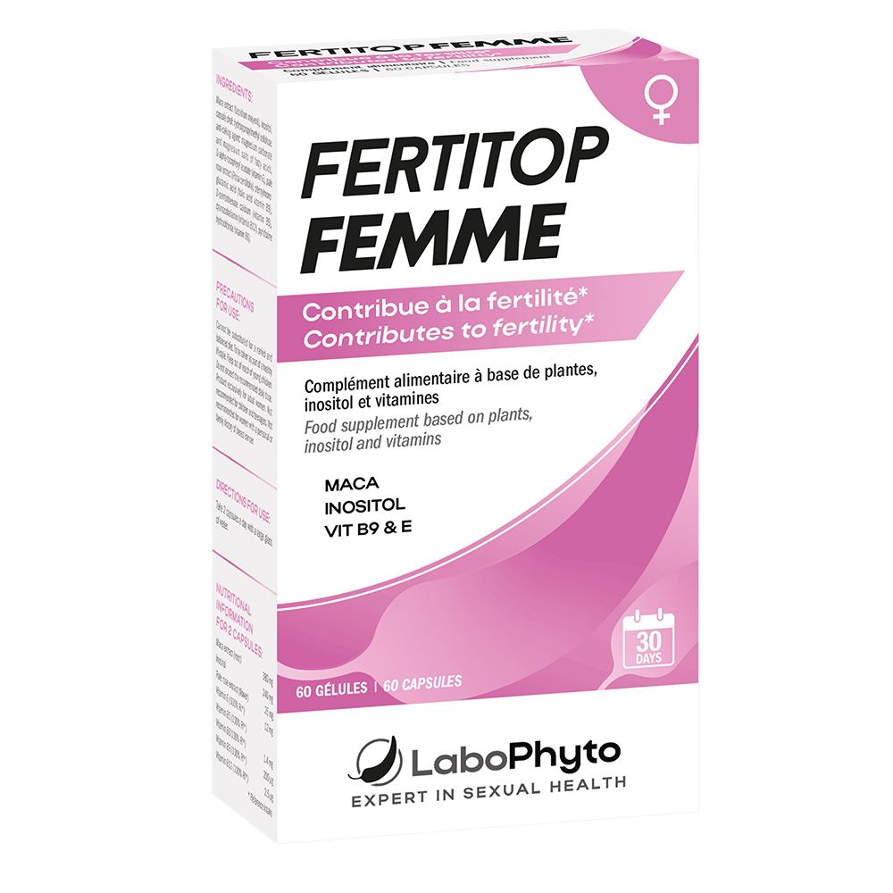 LaboPhyto FertiTop Femme Packung mit 60 Kapseln, für weibliche Fruchtbarkeit.