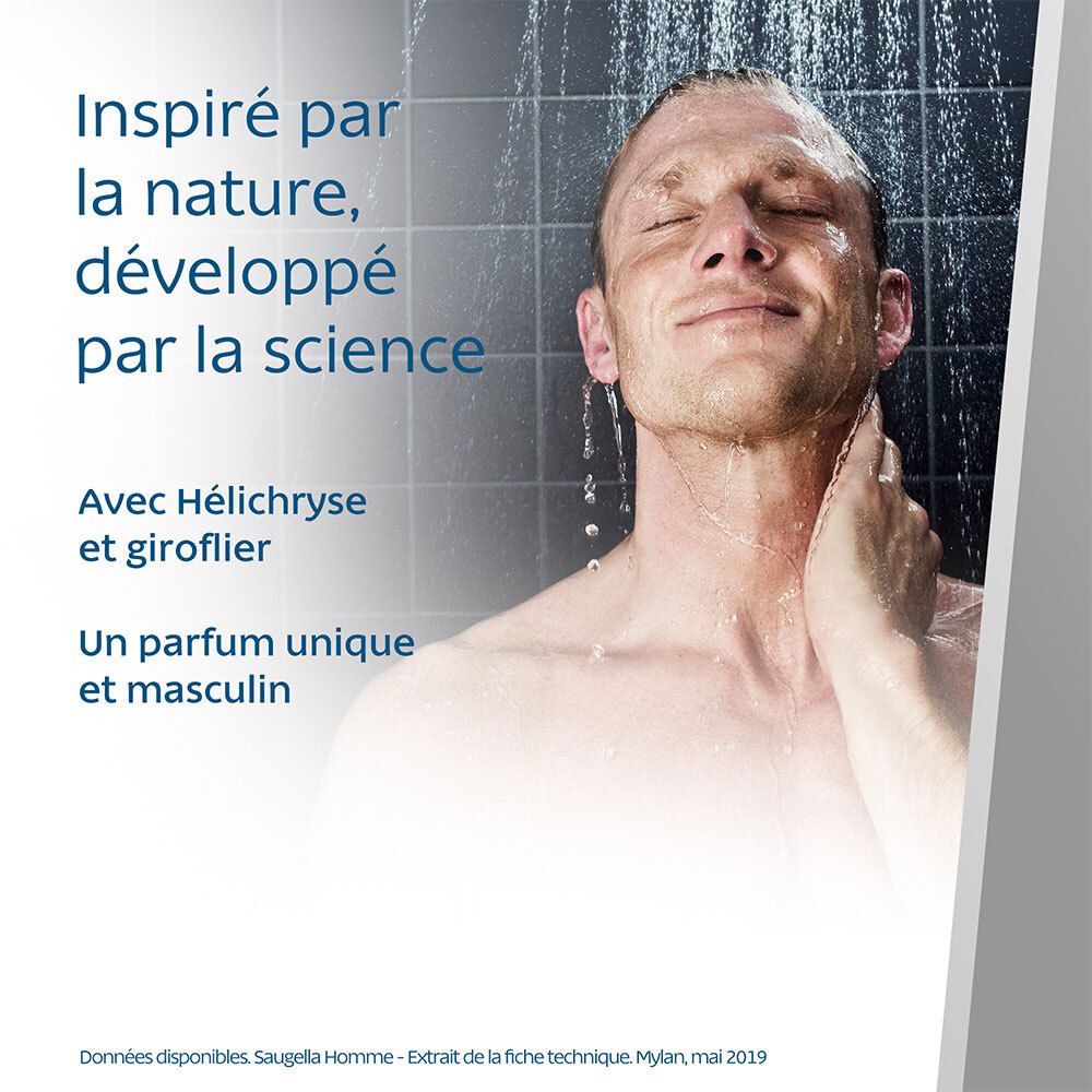 Saugella - Homme – Soin Lavant Intime & Corps spécial hygiène masculine – Lutte contre les Odeurs Indésirables - Hélichryse et giroflier – 200ml