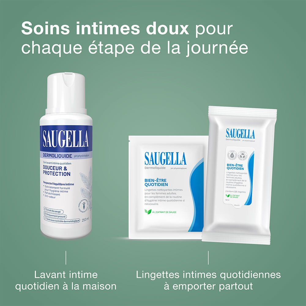 Saugella Girl: Intimpflege-Waschlotion mit Pumpspender und kleinerer Flasche.
