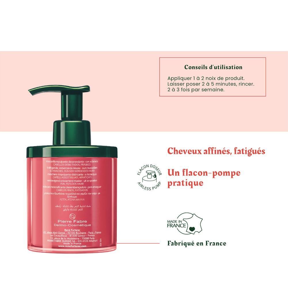 Dos du flacon. Inscription: Conseils d'utilisation, ingrédients, informations fabricant. Fabriqué en France.