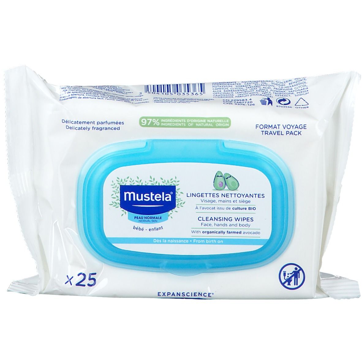 mustela® Bébé Enfant Lingettes Nettoyantes Peau Normale