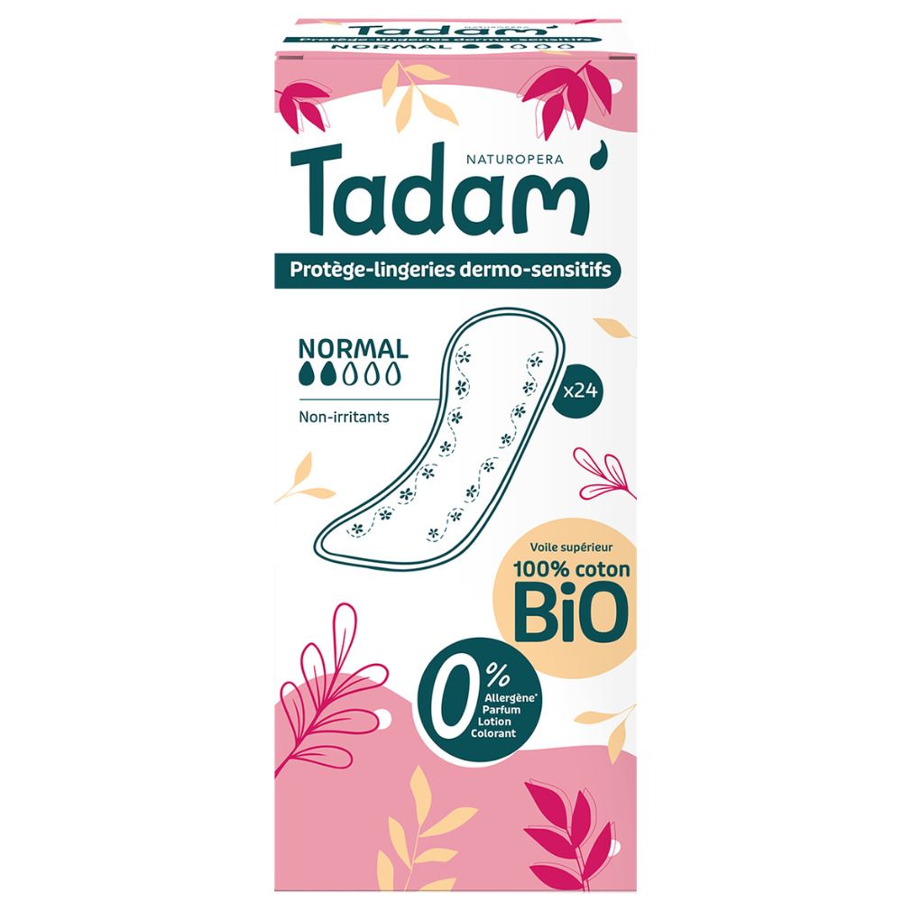 Tadam Damenbindsen, 24 Stück, 100% Bio-Baumwolle, Normal, Nicht reizend.