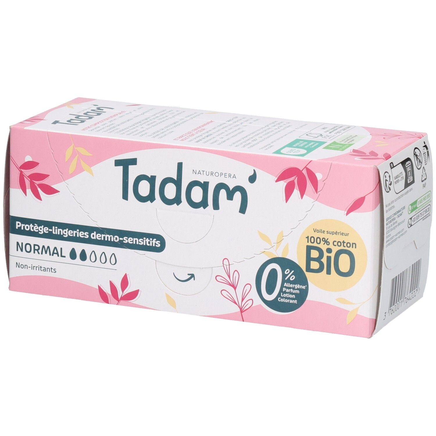 Tadam Damenbindsen, 24 Stück, 100% Bio-Baumwolle, Normal, Nicht reizend.