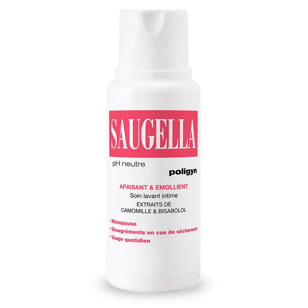 Saugella - Poligyn - Apaisant & Emollient Soin lavant intime - Femmes pendant et après la ménopause - Flacons Lot 2x250 ml