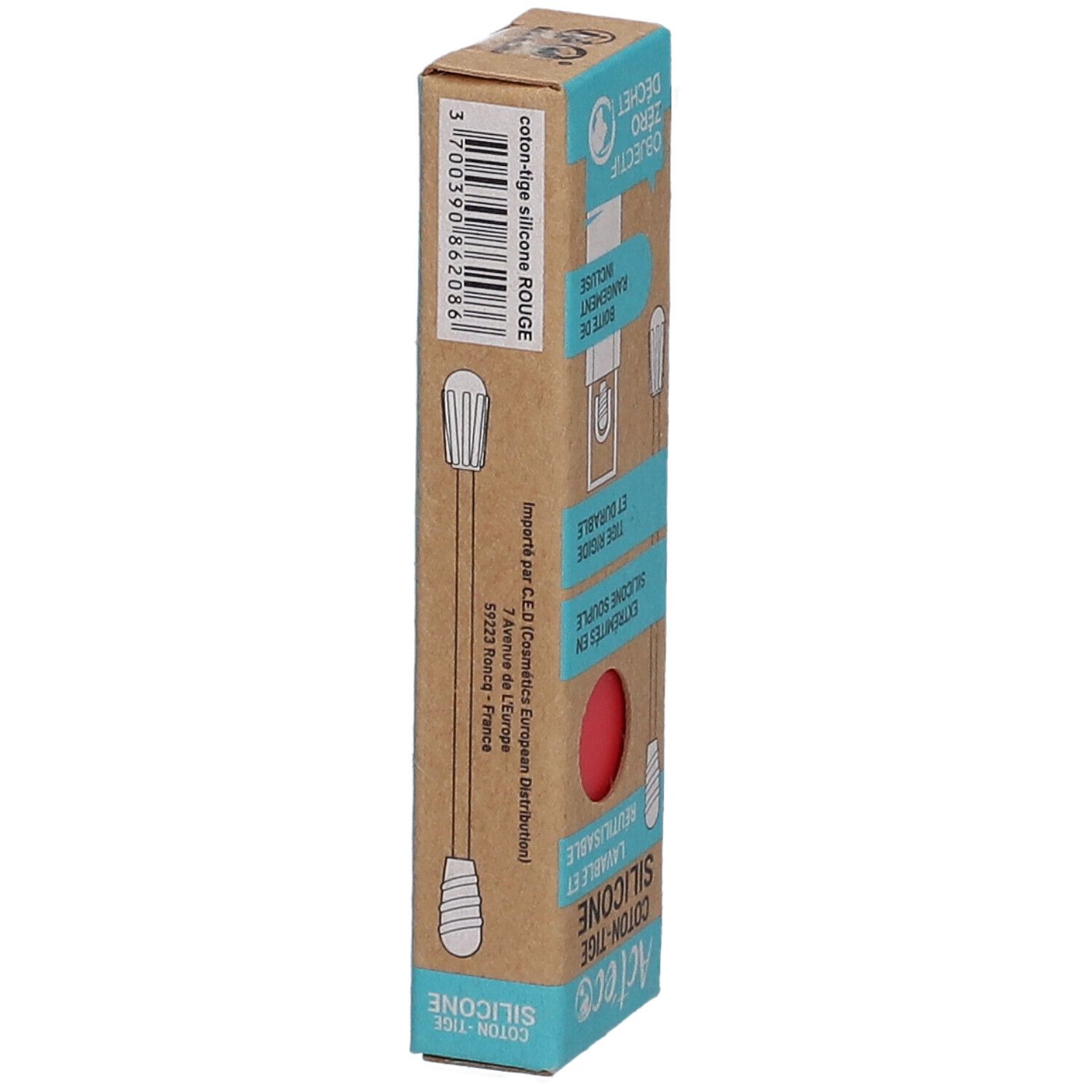 Act'eco Wiederverwendbare Silikonwattestäbchen Rot