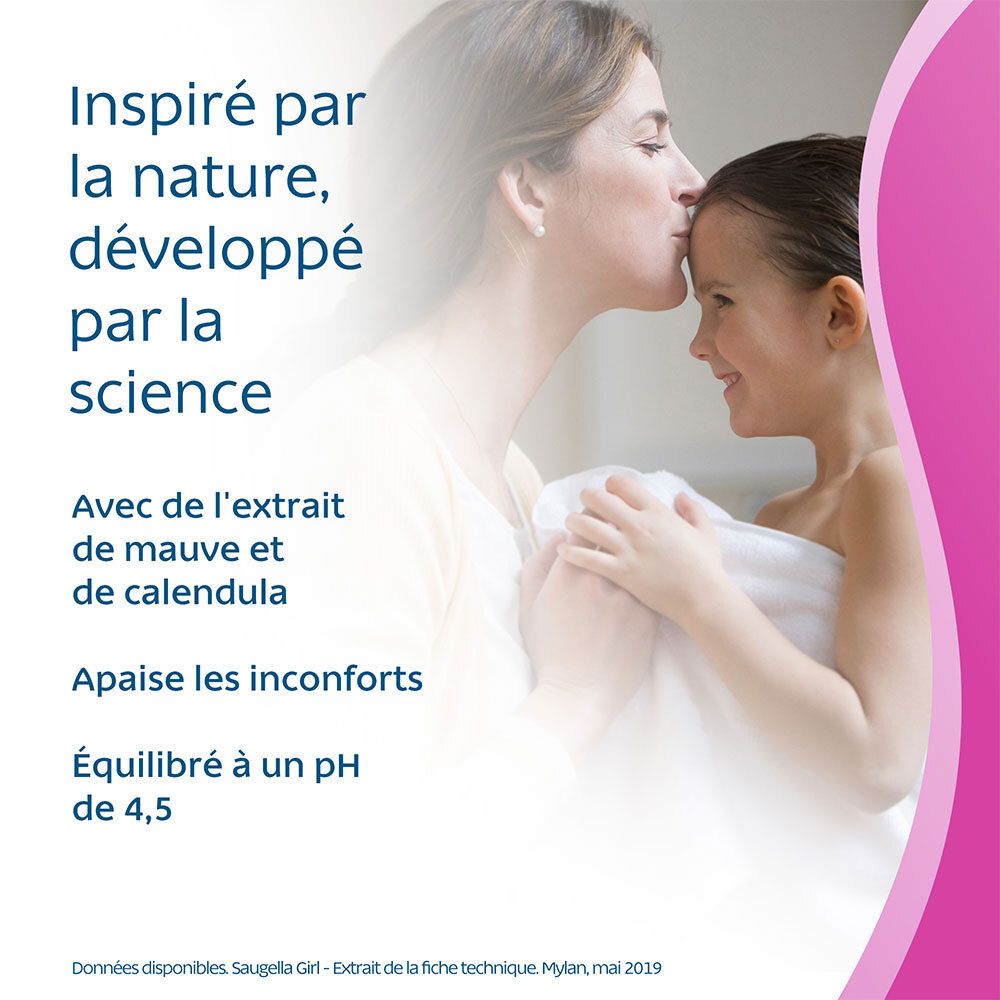 Saugella - Girl - Soin lavant intime féminin - à base d’extraits de Malva sylvestris et de Calendula officinalis - à partir de 3 ans - Flacon 200 ml