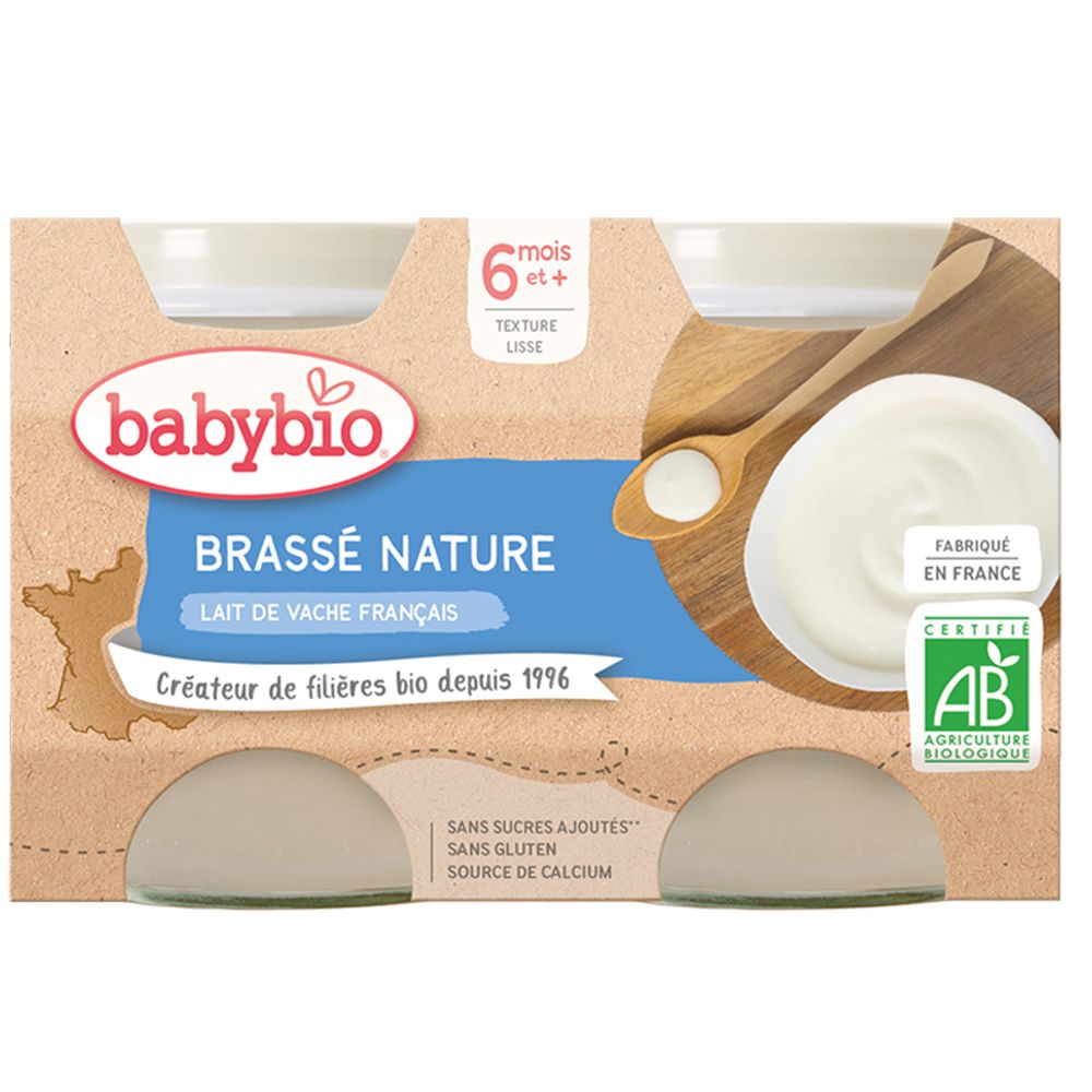 Babybio Brassé Nature, lot de 4 pots, dès 6 mois.