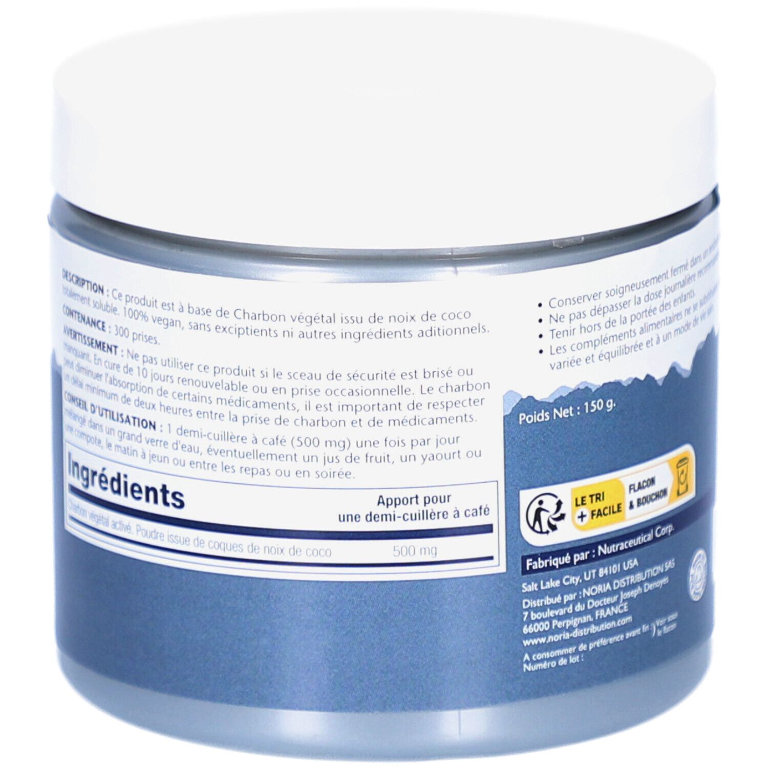 Rückseite der Dose mit Text. Inhaltsstoffe und Anwendungshinweise. Herstellerinformationen.