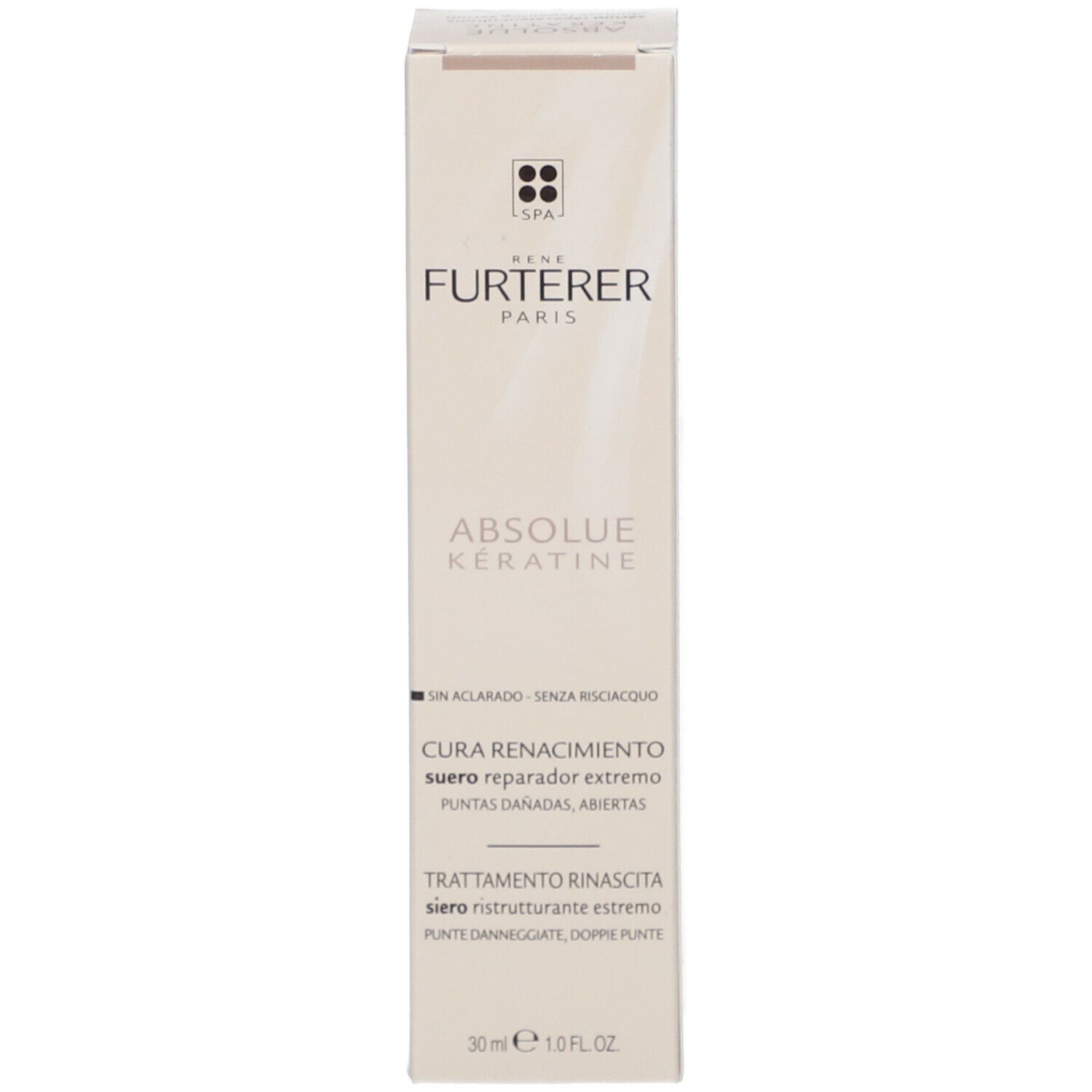 Seite der Schachtel. Text in mehreren Sprachen. Informationen zu Inhaltsstoffen und Anwendung.