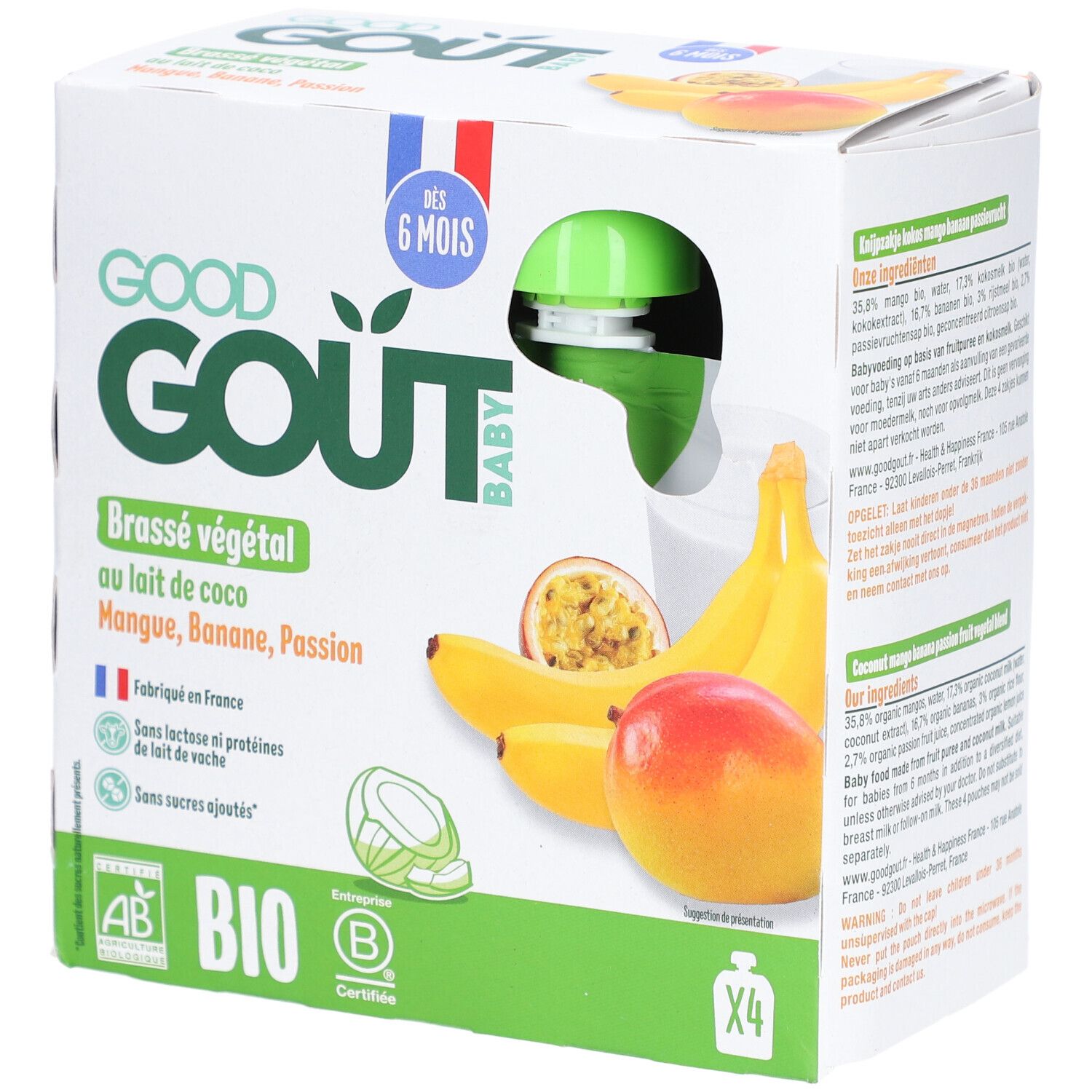 Good Goût Gebraut Vegetarisch Kokosnuss Mango Banane Passion